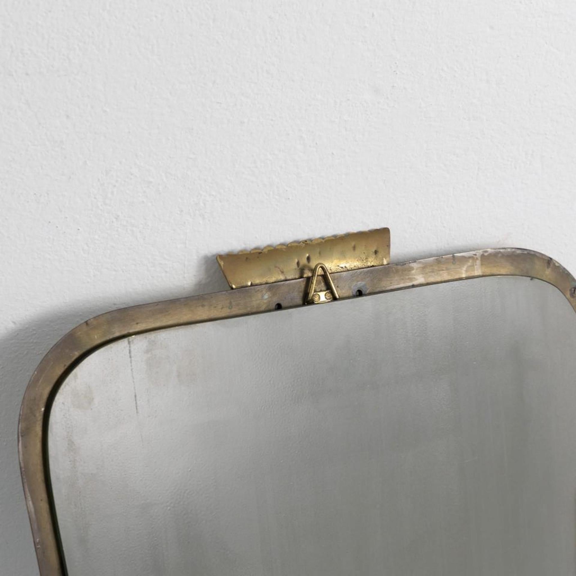 Mid-Century Modern brass mirror by Olsvaldo Borsani, 1950s.