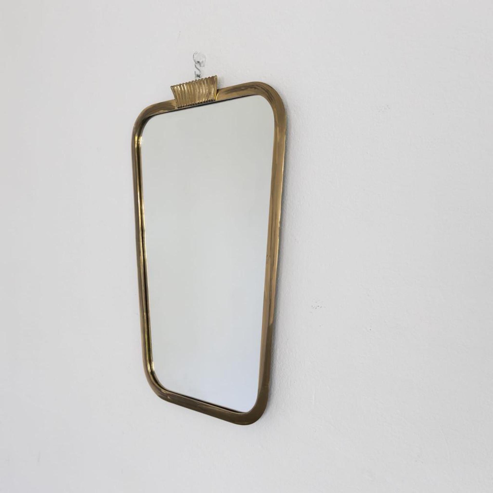 Italian Mid-Century Modern Brass Mirror by Olsvaldo Borsani, 1950s