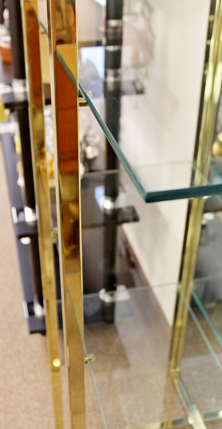 MidCentury Modern Brass Mirror Glass Shelving Unit Baughman Style Four