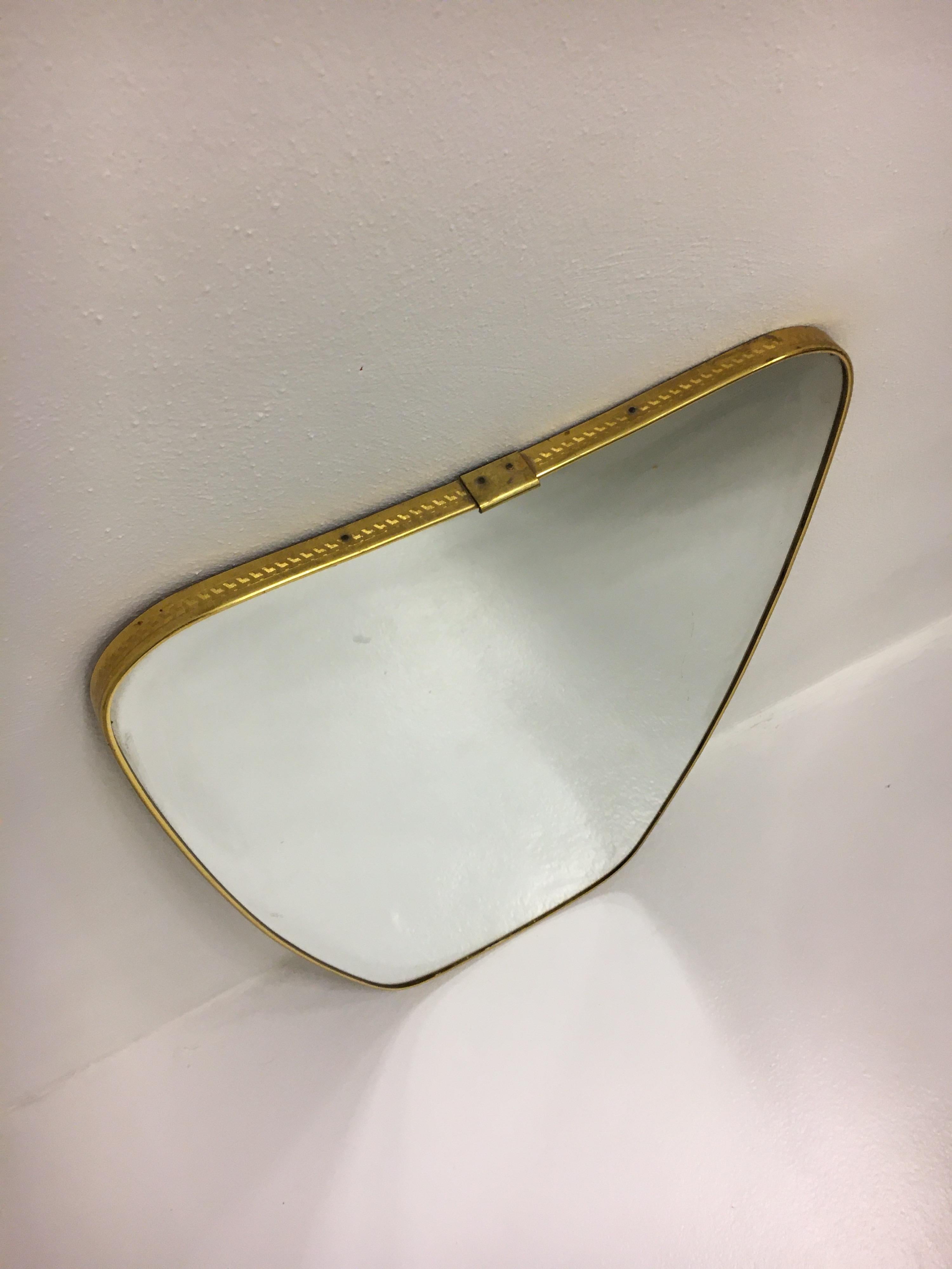 Italian Mid-Century Modern Brass Mirror, Italy 1950s