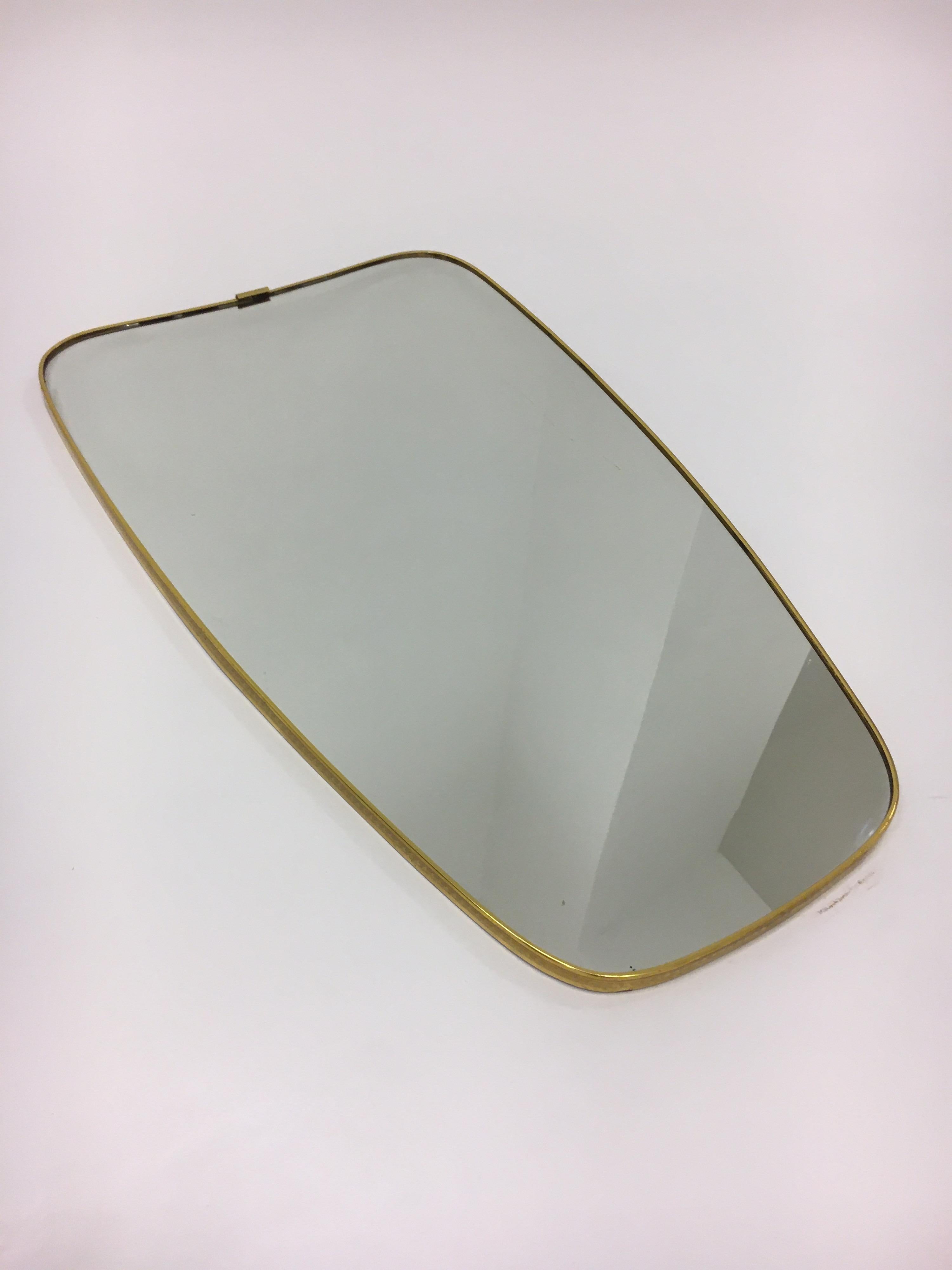 Mid-Century Modern Brass Mirror, Italy 1950s In Good Condition In Vienna, AT