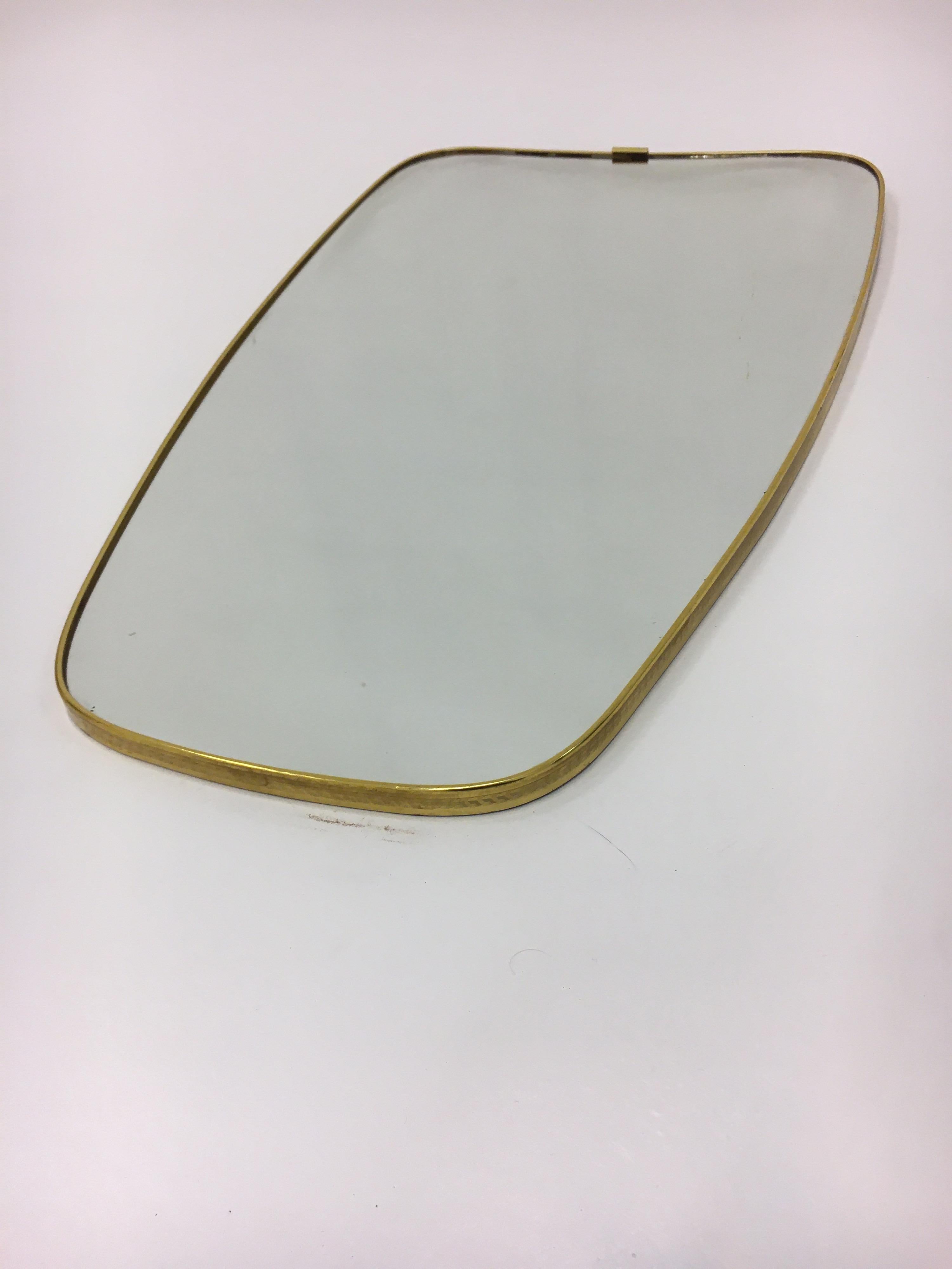 Mid-Century Modern Brass Mirror, Italy 1950s 1