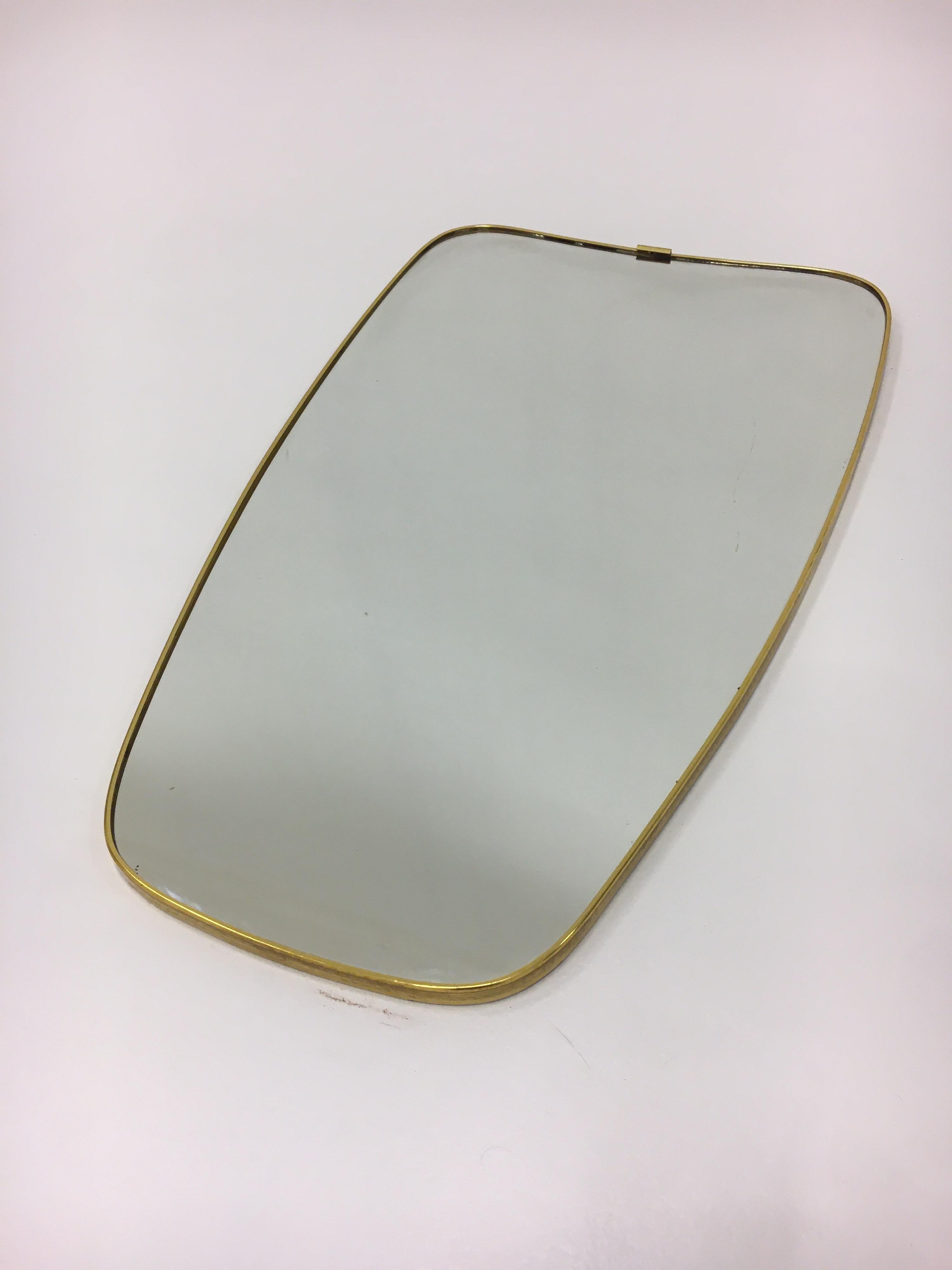 Mid-Century Modern Brass Mirror, Italy 1950s 3