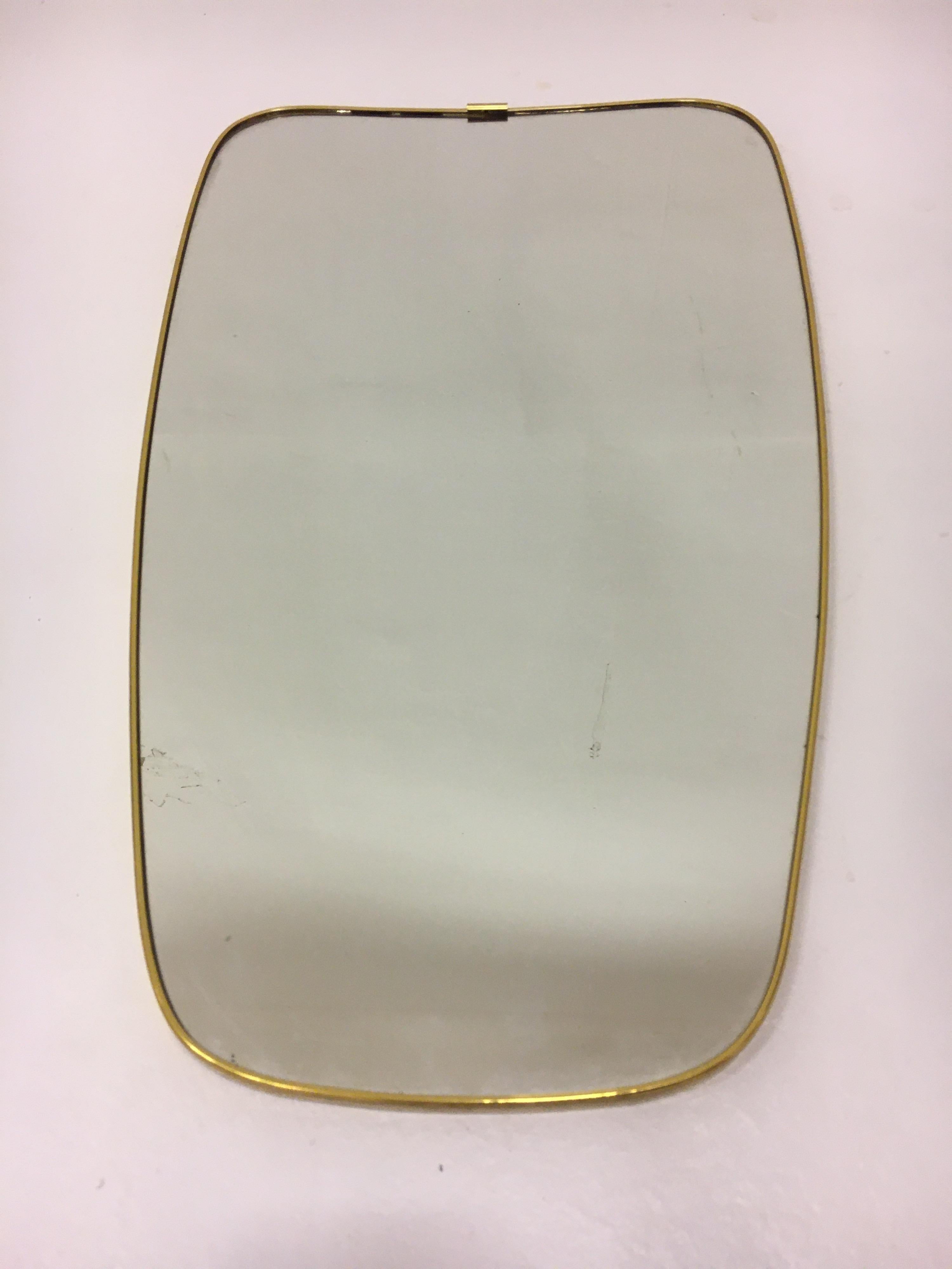 Mid-Century Modern Brass Mirror, Italy 1950s 4
