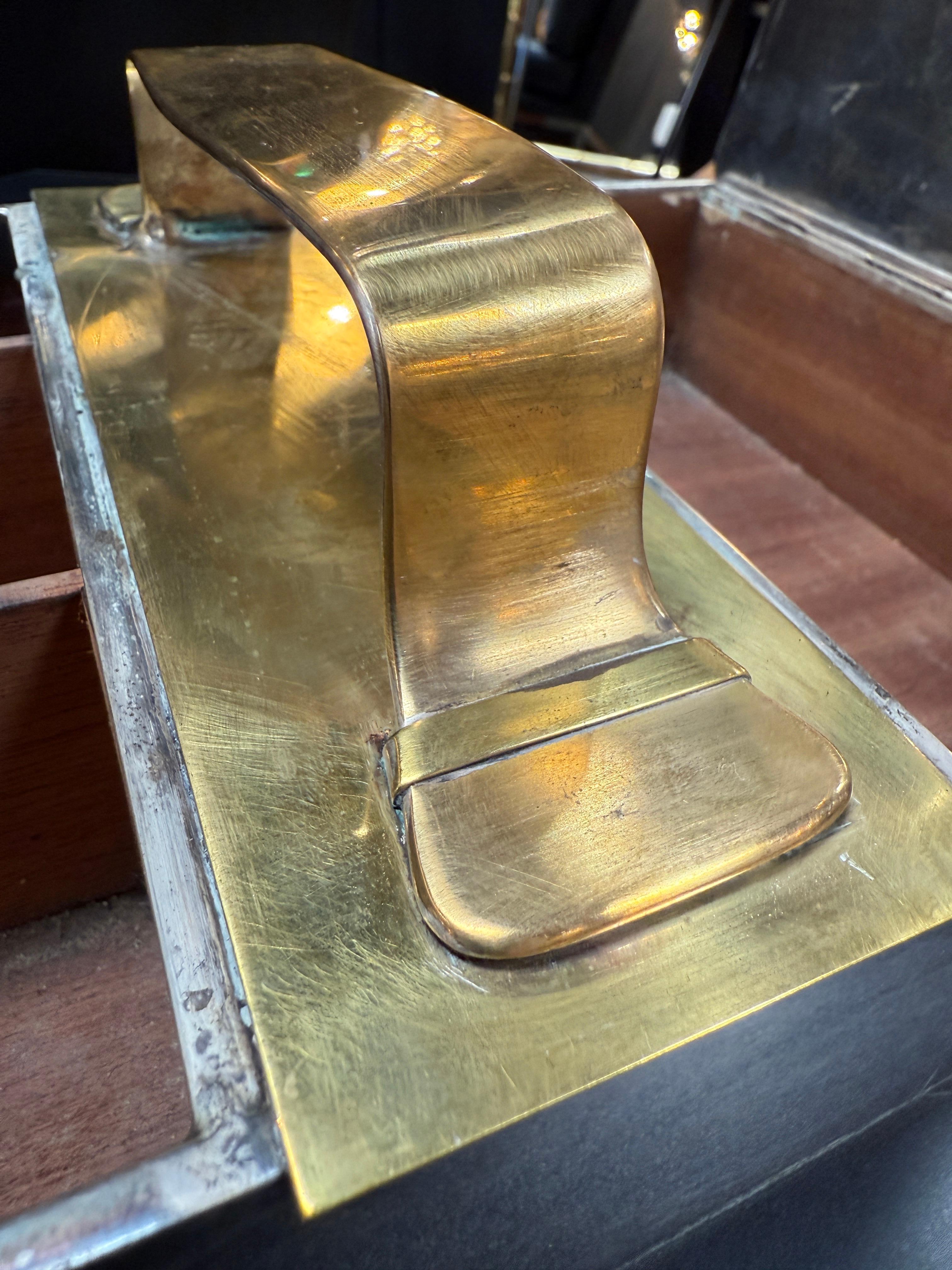 Mid-Century Modern Brass & Mirror Vanity Box For Sale 2