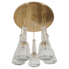 Brass-Murano glass flush mount chandelier