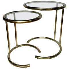 Vintage Mid-Century Modern Brass Nesting Drink Side Tables