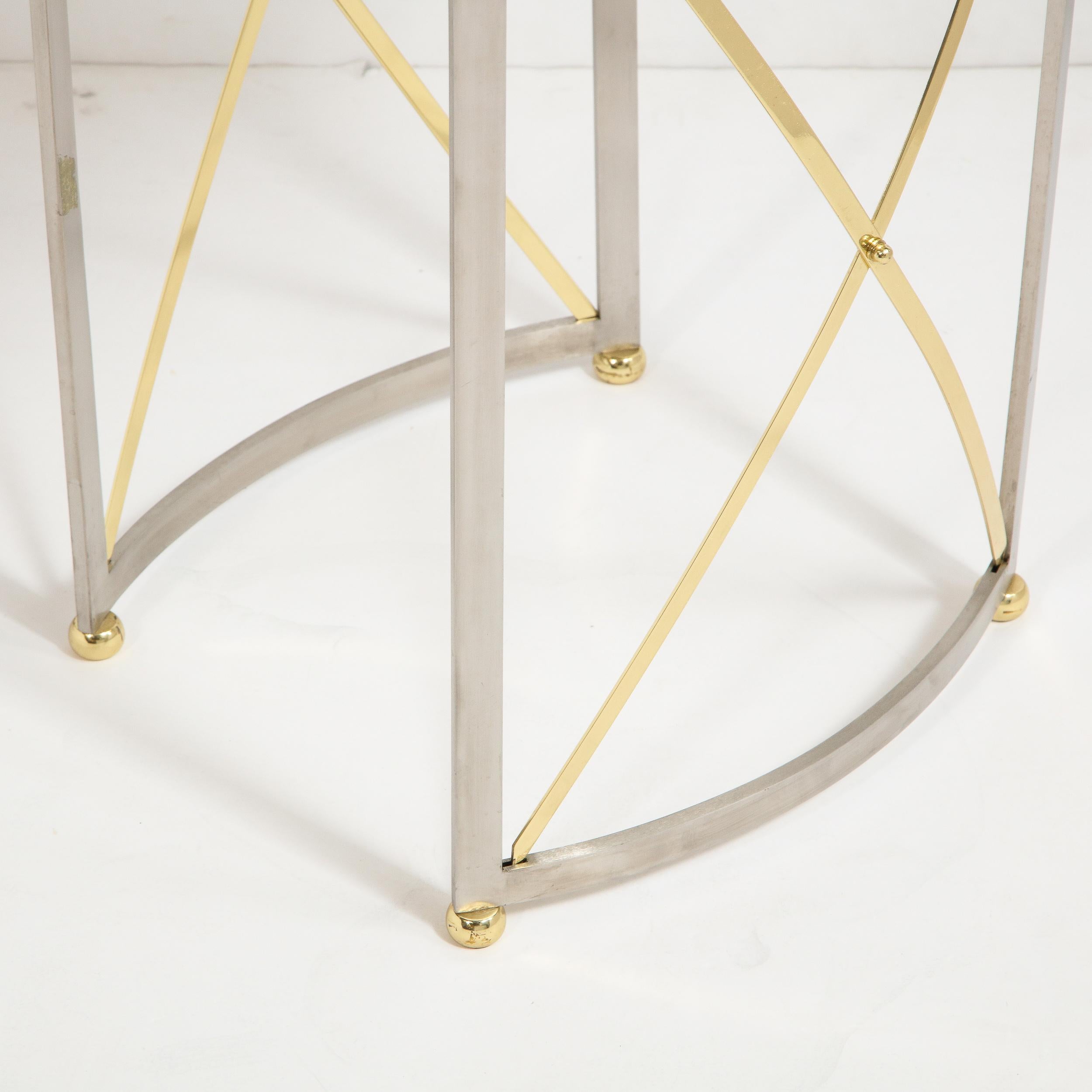 Mid-Century Brass & Nickel Side Table with Removable Tray Top by Maison Jansen 5