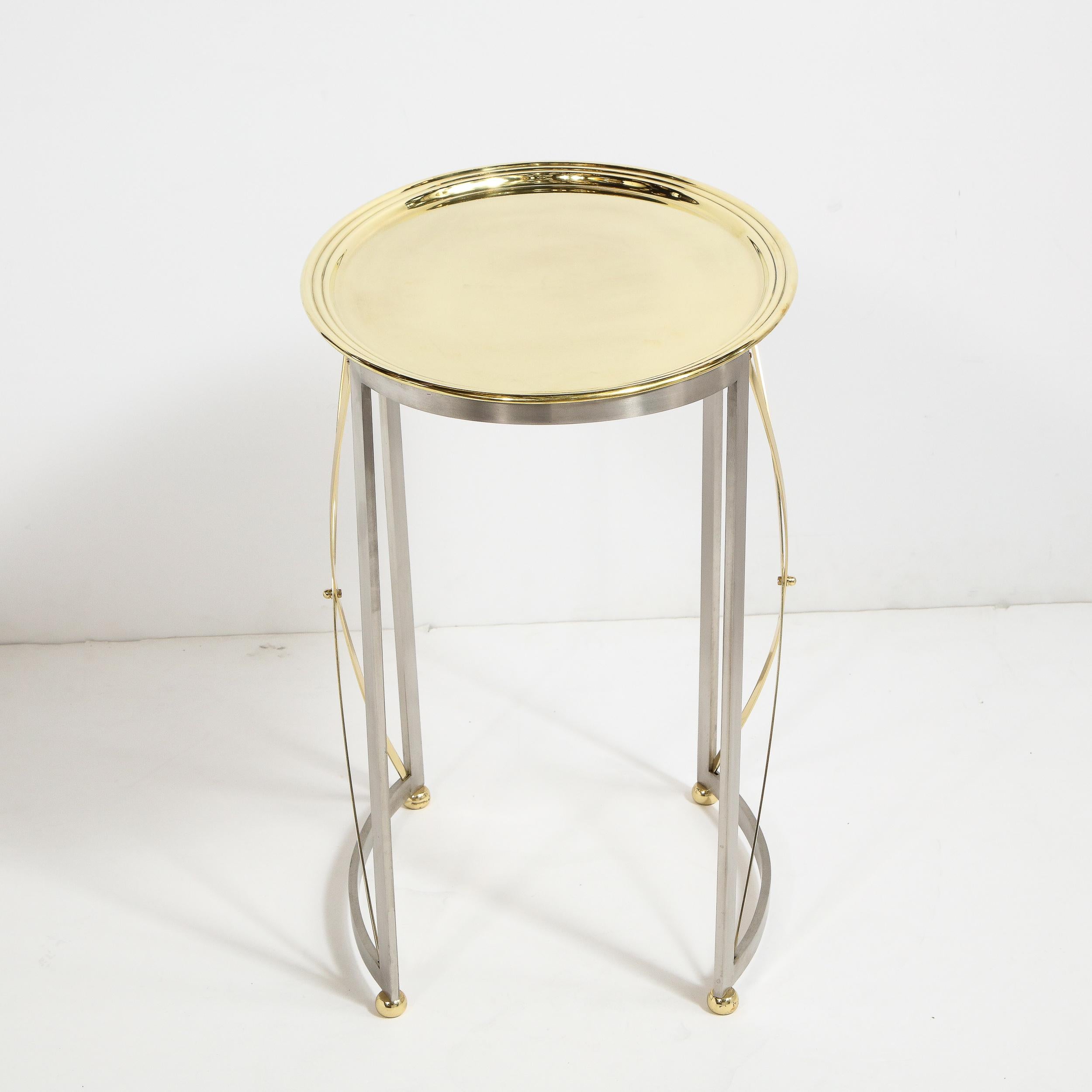 Mid-Century Brass & Nickel Side Table with Removable Tray Top by Maison Jansen 6