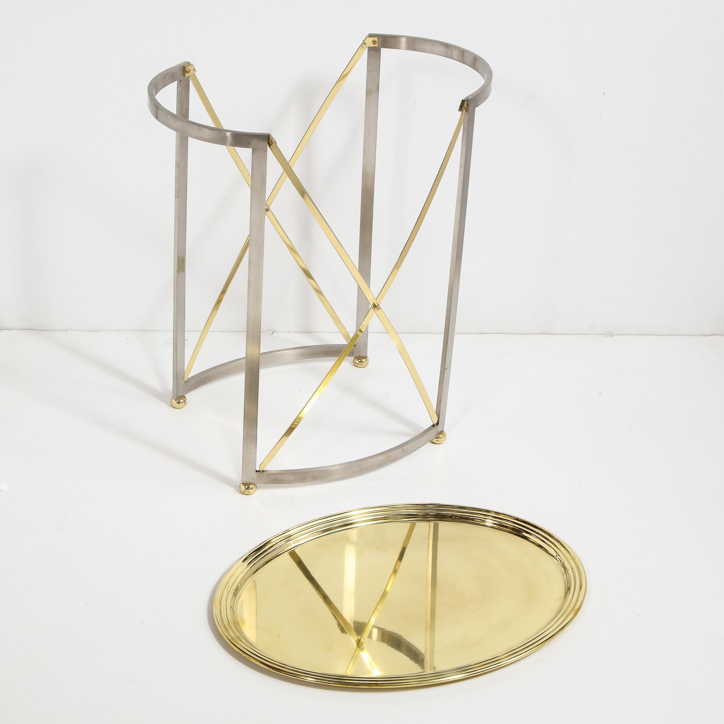 Mid-Century Brass & Nickel Side Table with Removable Tray Top by Maison Jansen 8