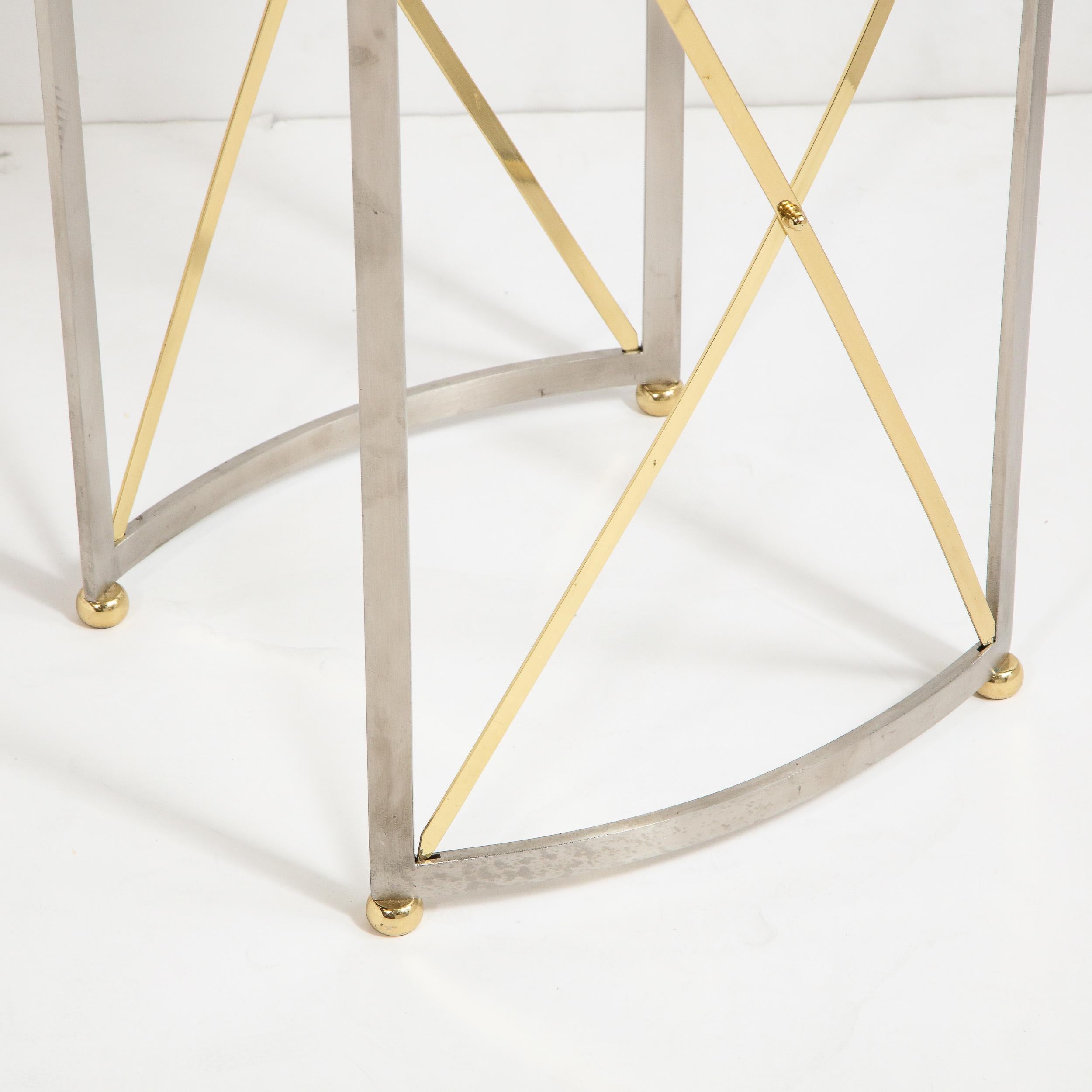 Mid-Century Brass & Nickel Side Table with Removable Tray Top by Maison Jansen 12