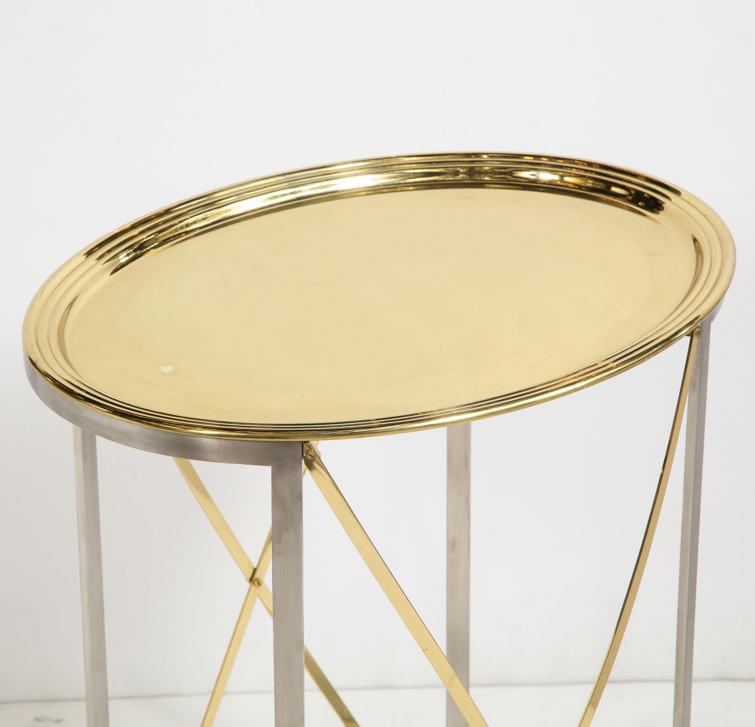 Mid-Century Brass & Nickel Side Table with Removable Tray Top by Maison Jansen 13