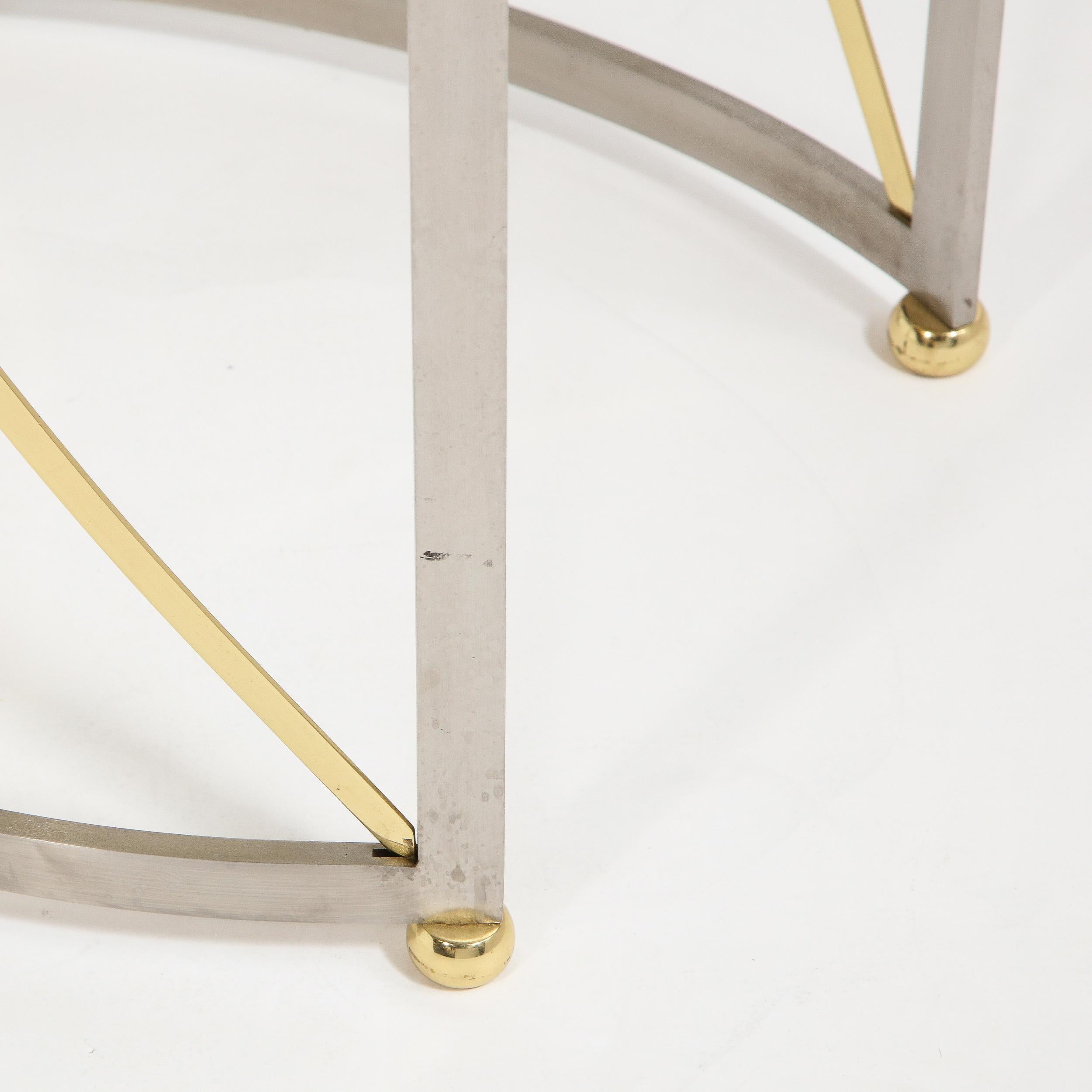 Mid-Century Brass & Nickel Side Table with Removable Tray Top by Maison Jansen In Excellent Condition In New York, NY