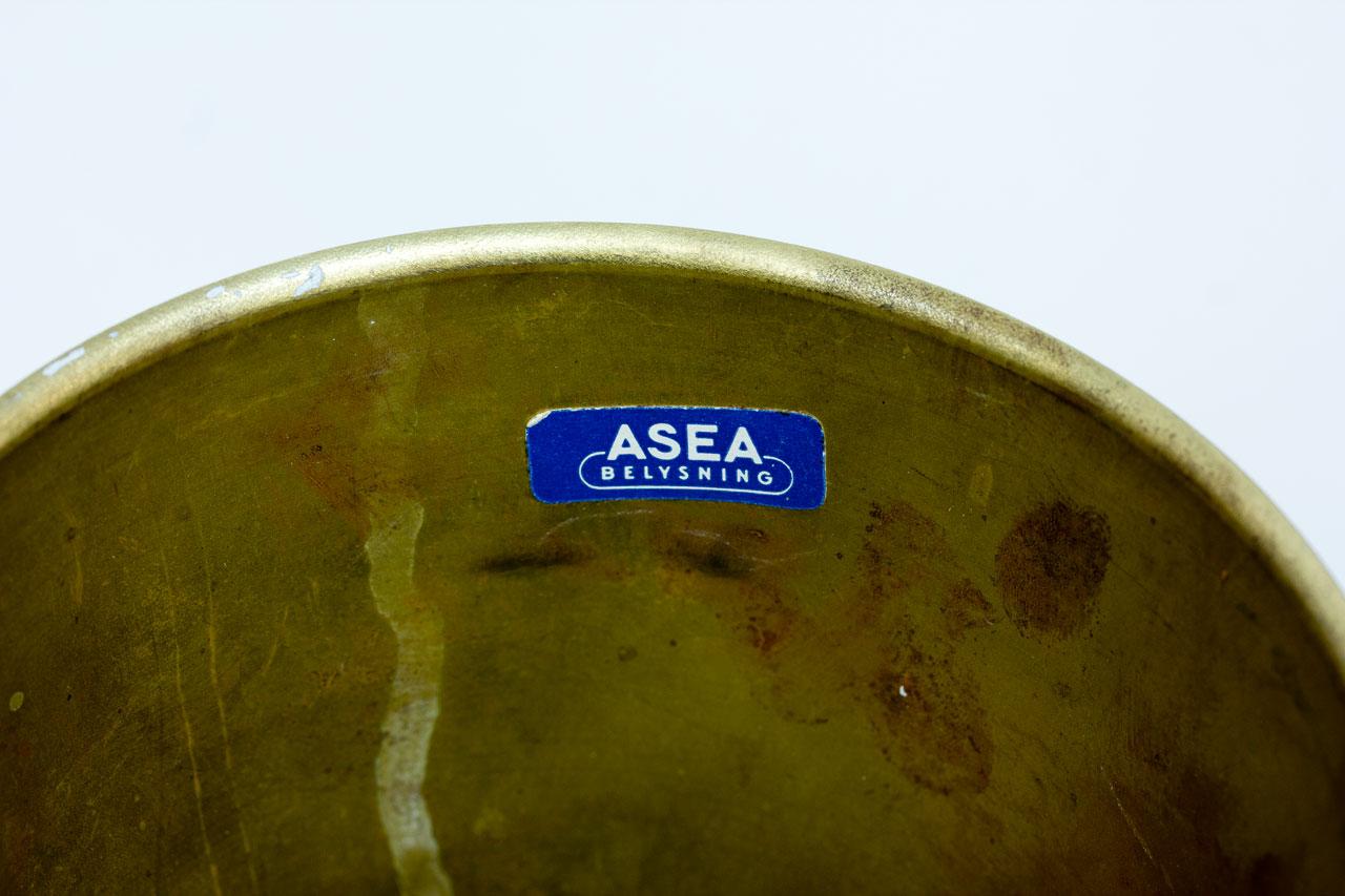 Mid-20th Century Mid-Century Modern Brass & Opaline Glass Ceiling Lamp by ASEA, Sweden, 1950s