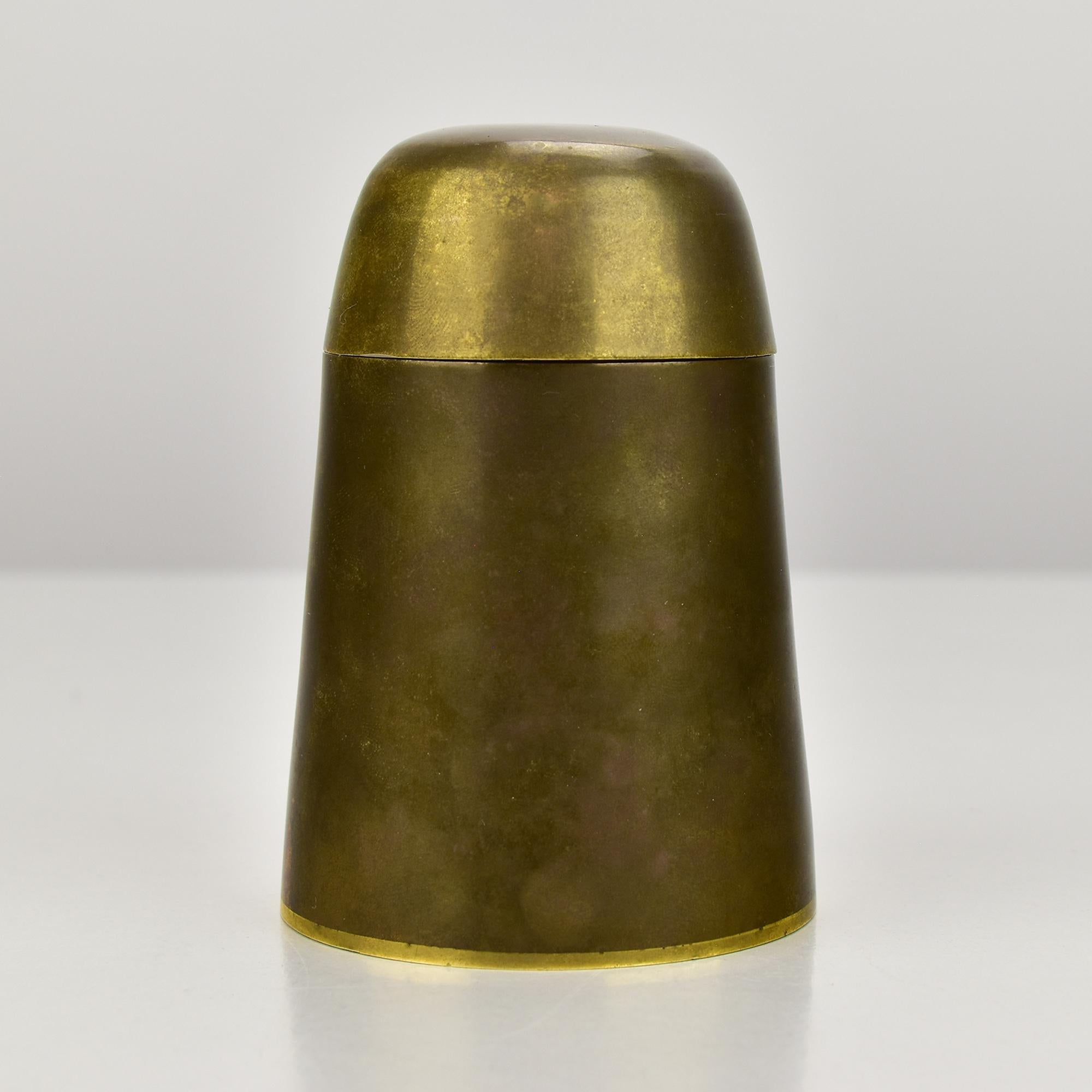 Mid-Century Modern Brass Owl Lidded Box with Spiral Eyes For Sale 1