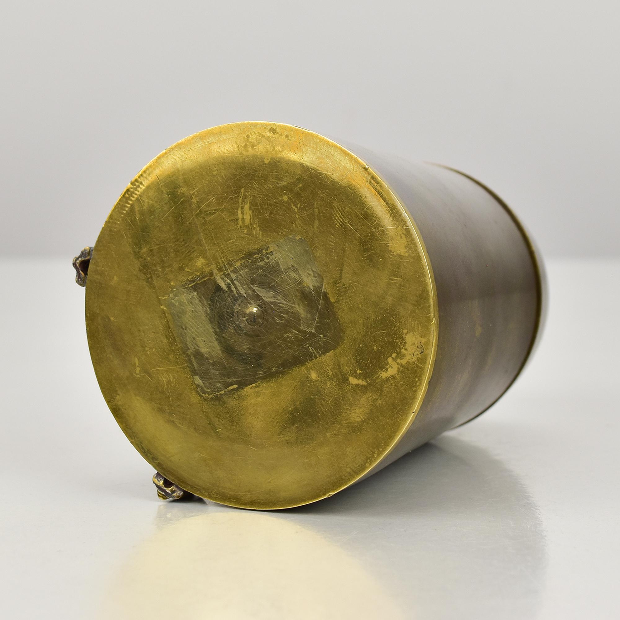 Mid-Century Modern Brass Owl Lidded Box with Spiral Eyes For Sale 3