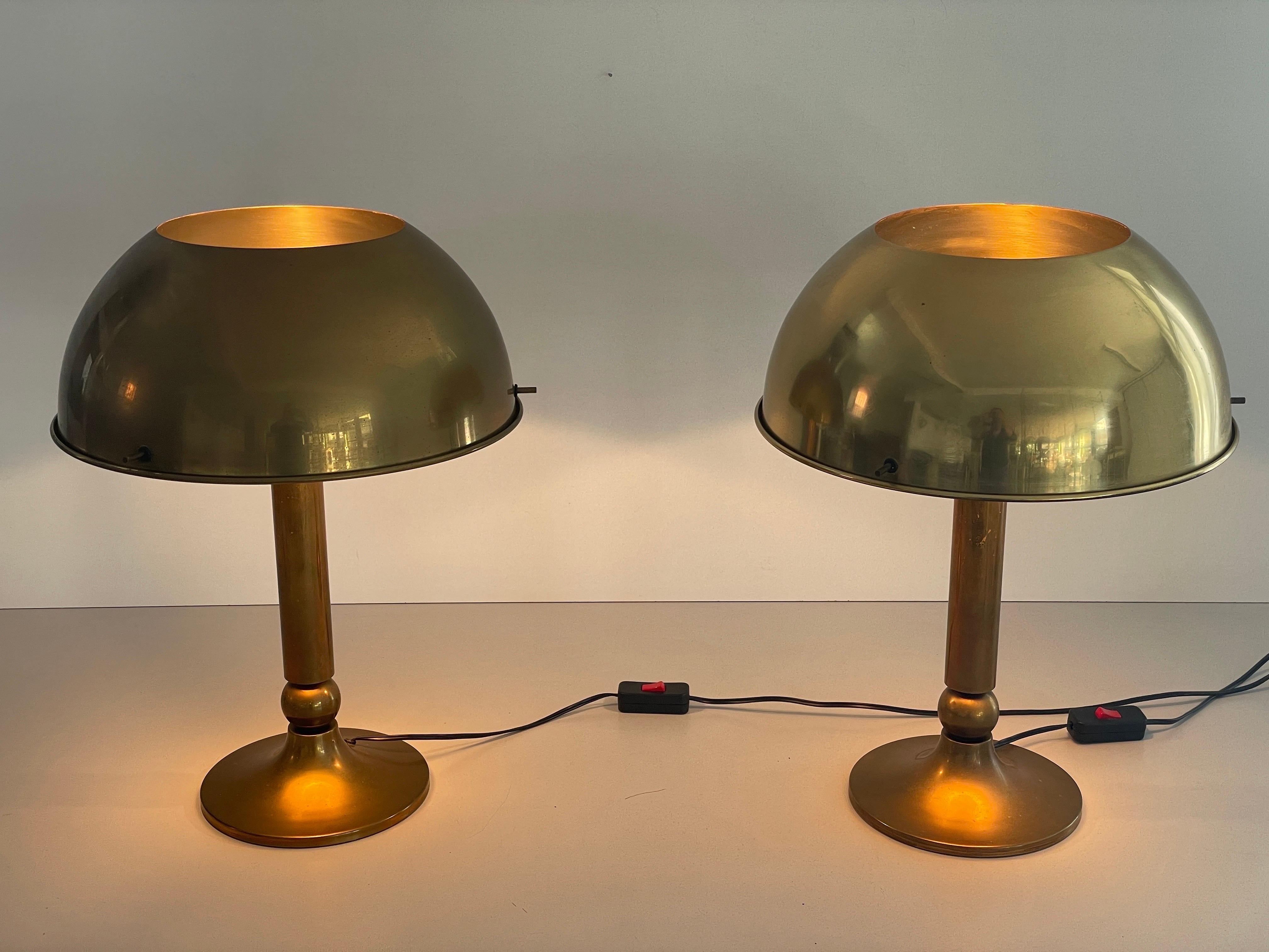 Mid-century Modern Brass Pair of Table Lamps by Florian Schulz, 1970s, Germany For Sale 5