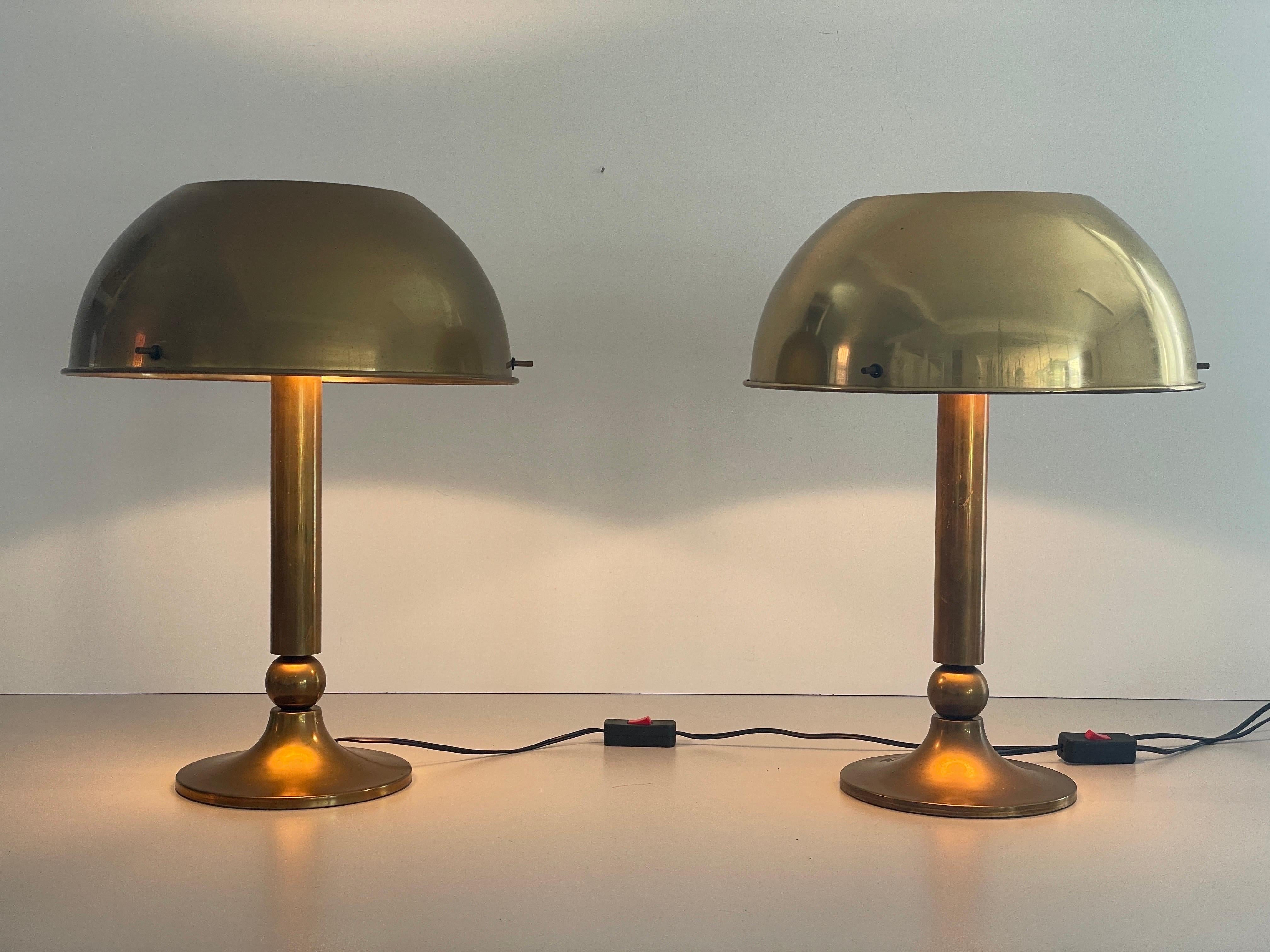 Mid-century Modern Brass Pair of Table Lamps by Florian Schulz, 1970s, Germany For Sale 6