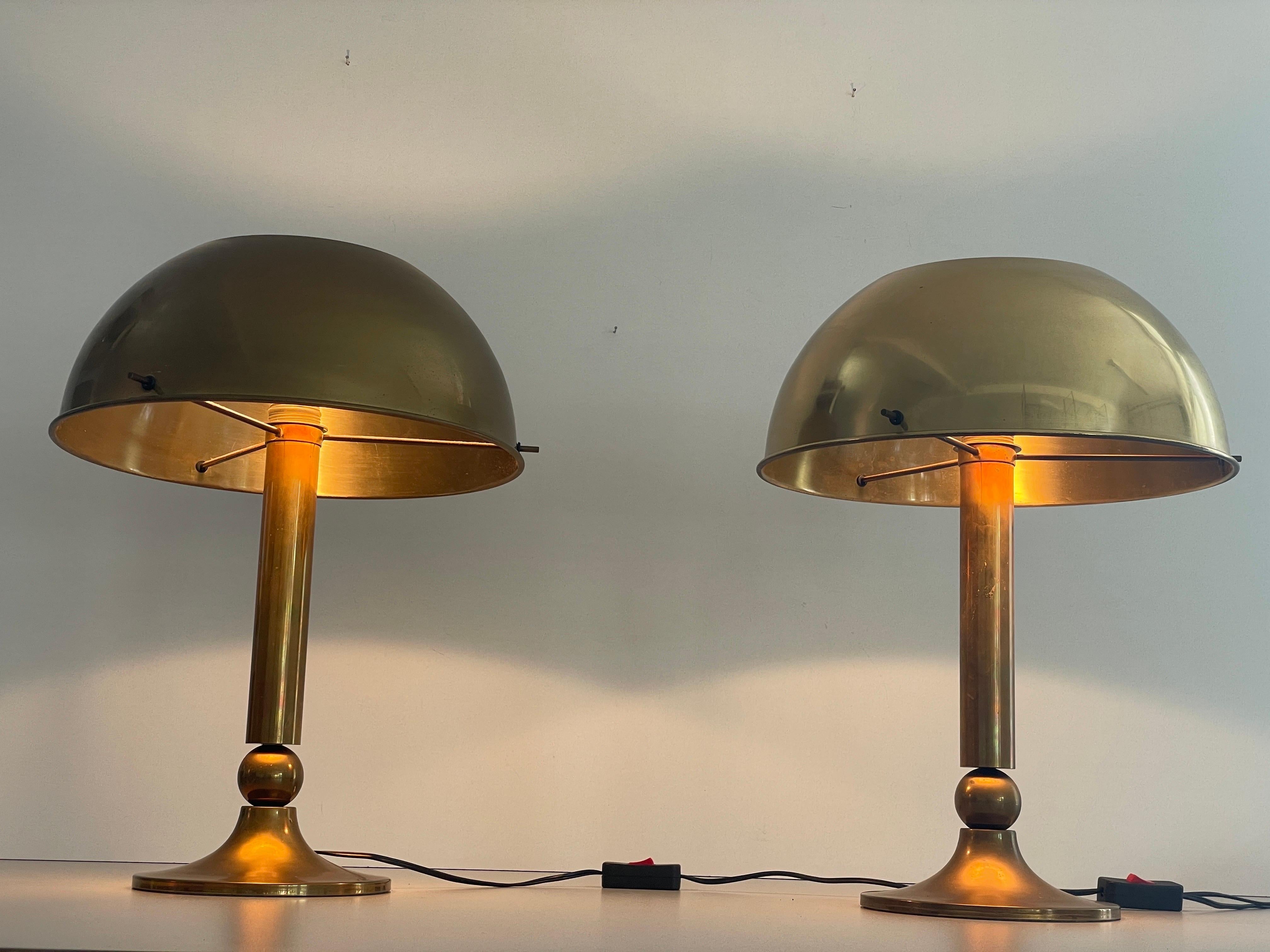 Mid-century Modern Brass Pair of Table Lamps by Florian Schulz, 1970s, Germany For Sale 7