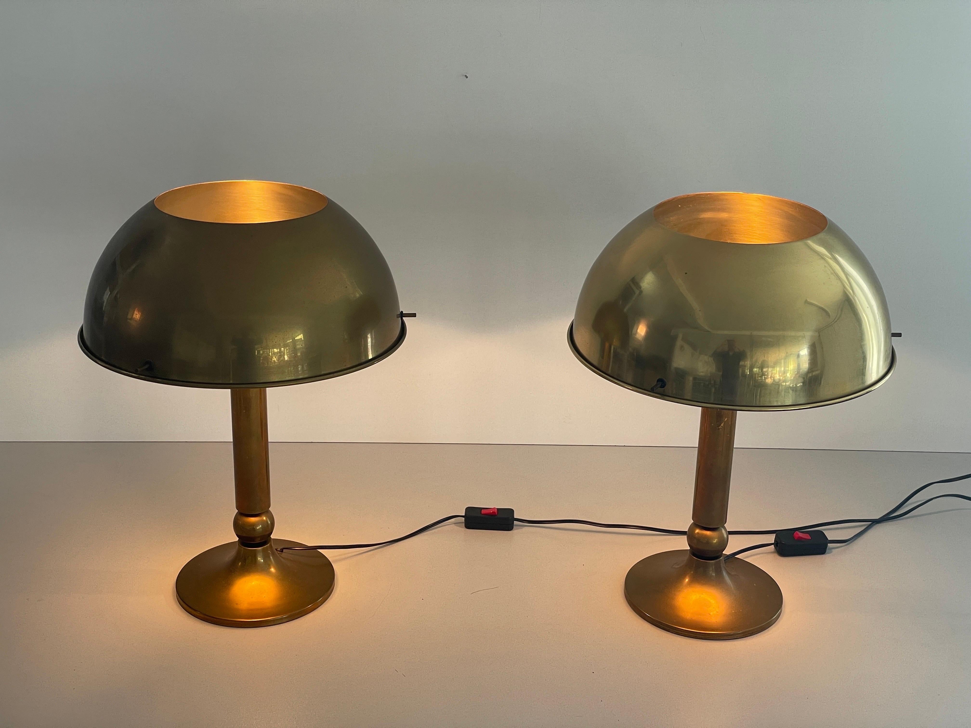 Mid-century Modern Brass Pair of Table Lamps by Florian Schulz, 1970s, Germany For Sale 8