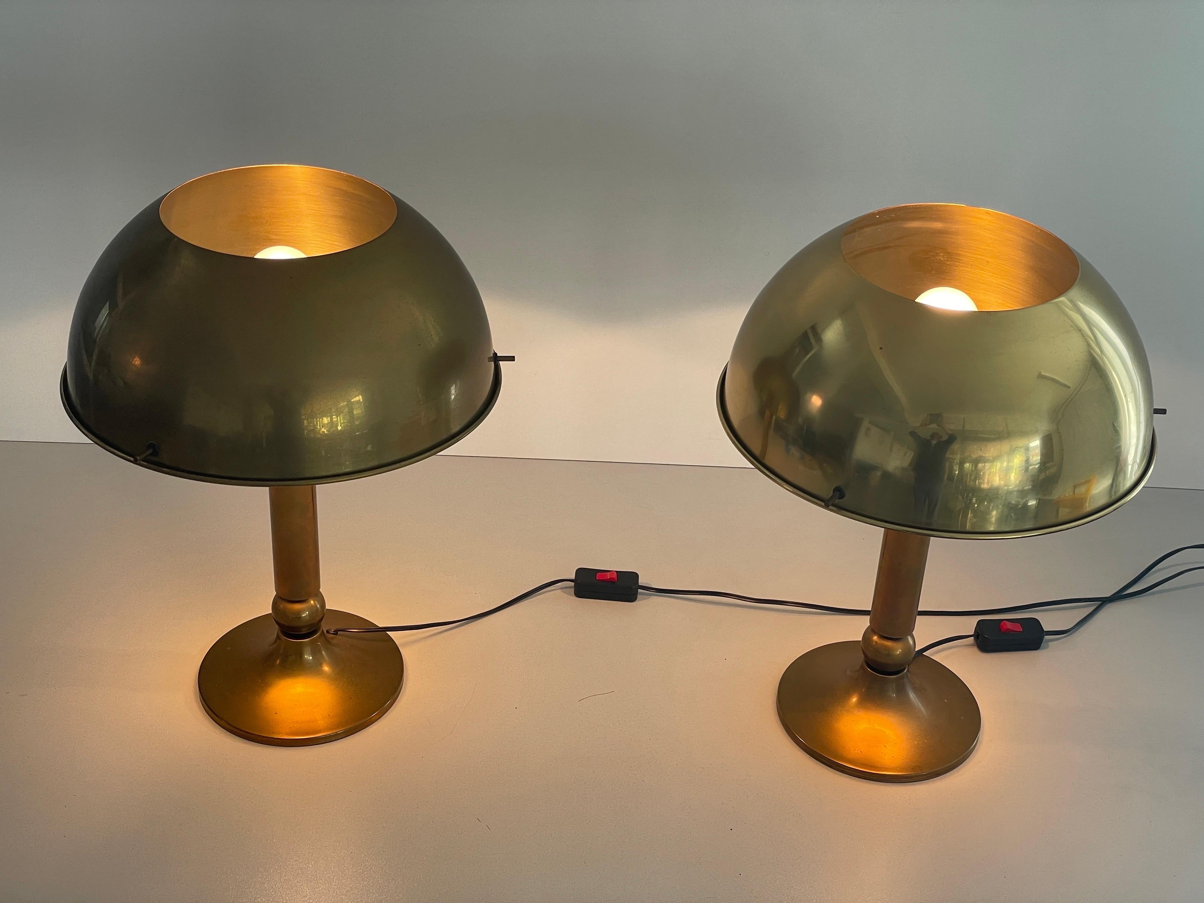 Mid-century Modern Brass Pair of Table Lamps by Florian Schulz, 1970s, Germany For Sale 9