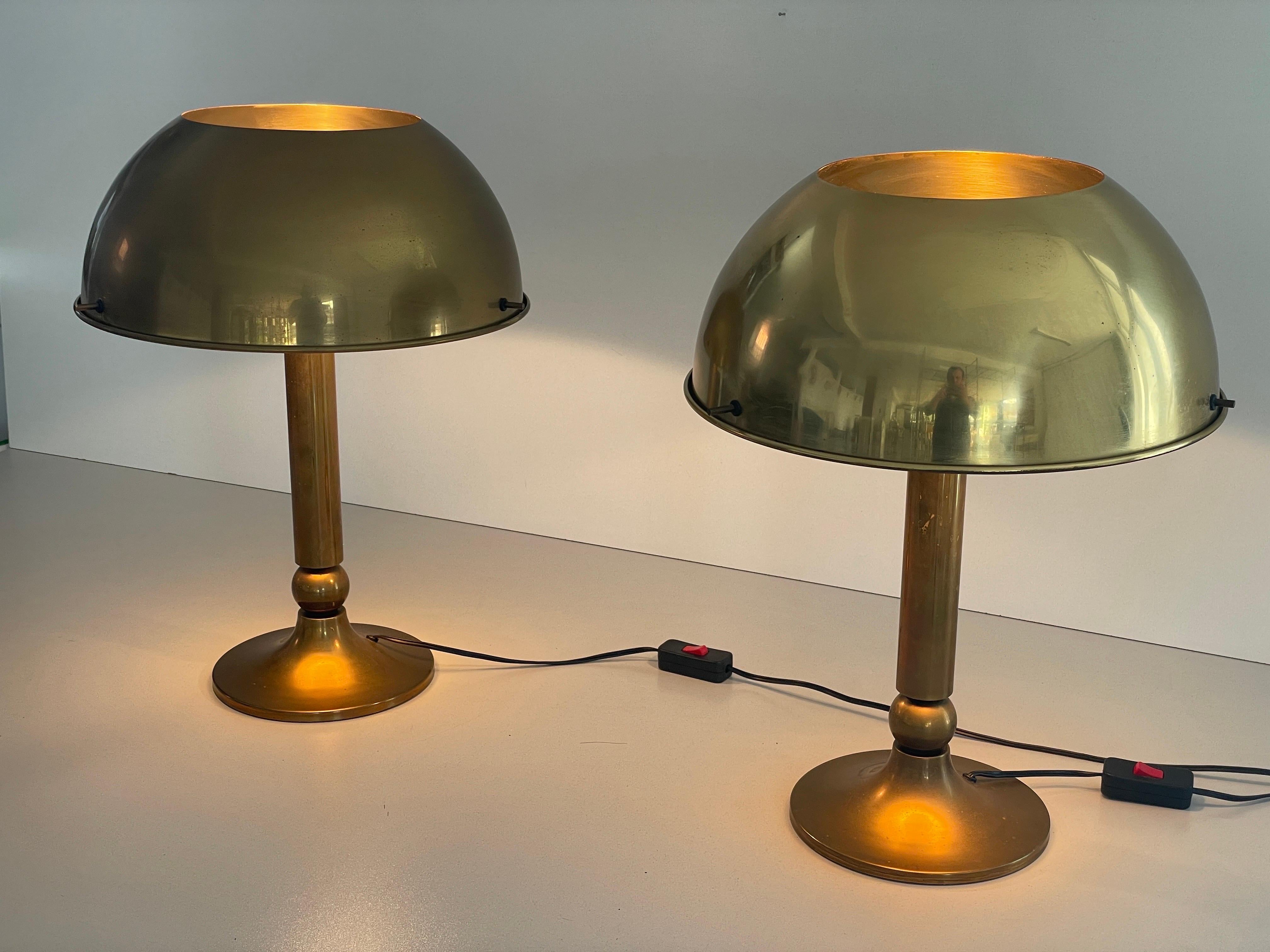 Mid-century Modern Brass Pair of Table Lamps by Florian Schulz, 1970s, Germany For Sale 12
