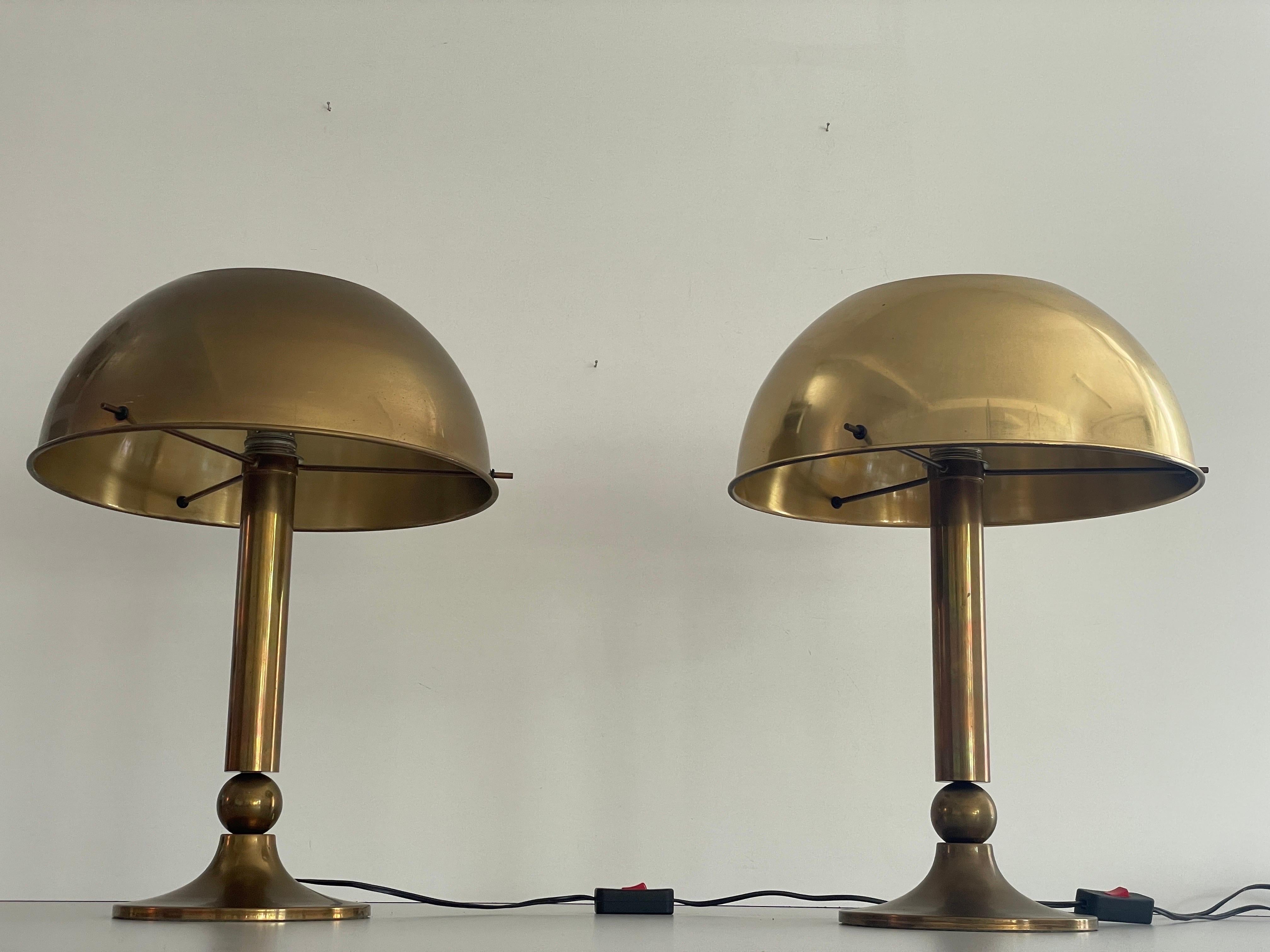 Mid-century Modern Brass Pair of Table Lamps by Florian Schulz, 1970s, Germany

Lampshade is in very good vintage condition.
Heavy and large lampshade.

It has European plug. It can be converted to other countries plugs with using converter. Also it