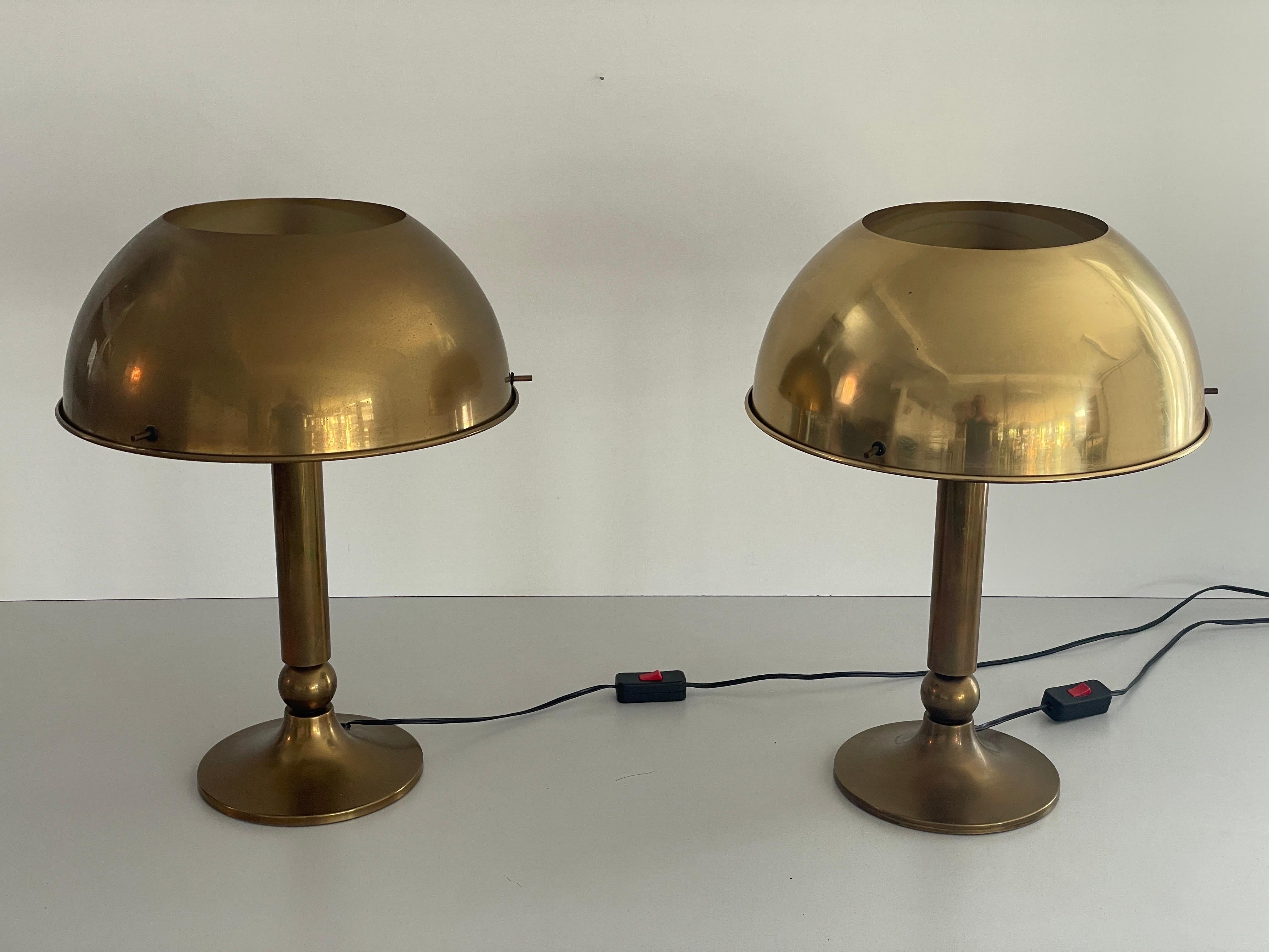 Mid-Century Modern Mid-century Modern Brass Pair of Table Lamps by Florian Schulz, 1970s, Germany For Sale