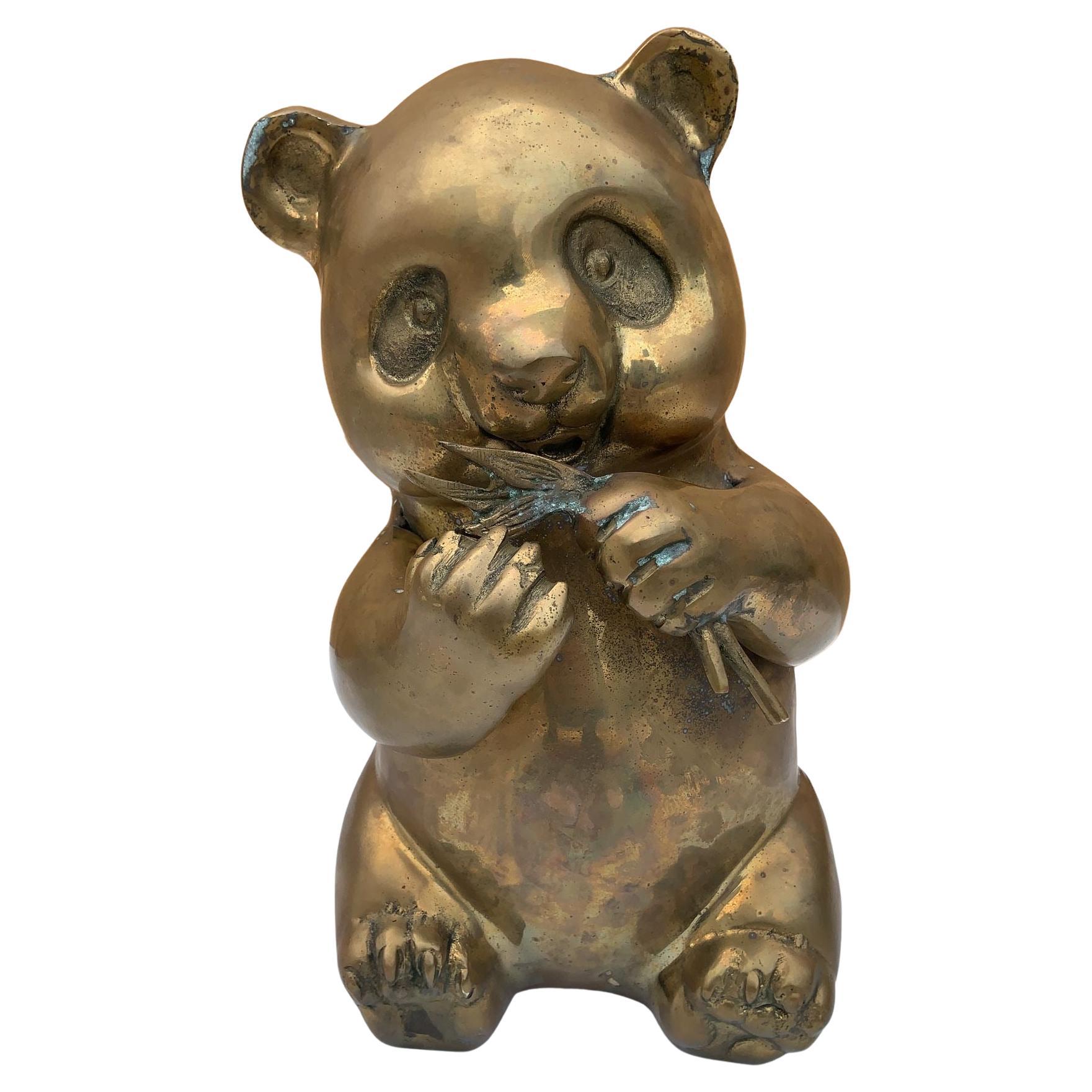 Statue de panda en laiton Figurine The Moderns en vente