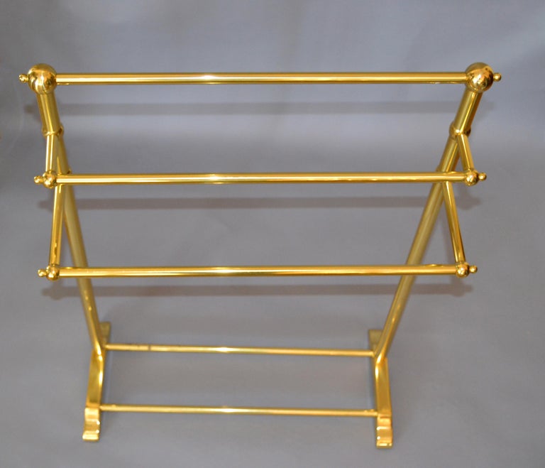 MidCentury Modern Brass Pedestal ThreeTier Towel Rack, Stand Made in