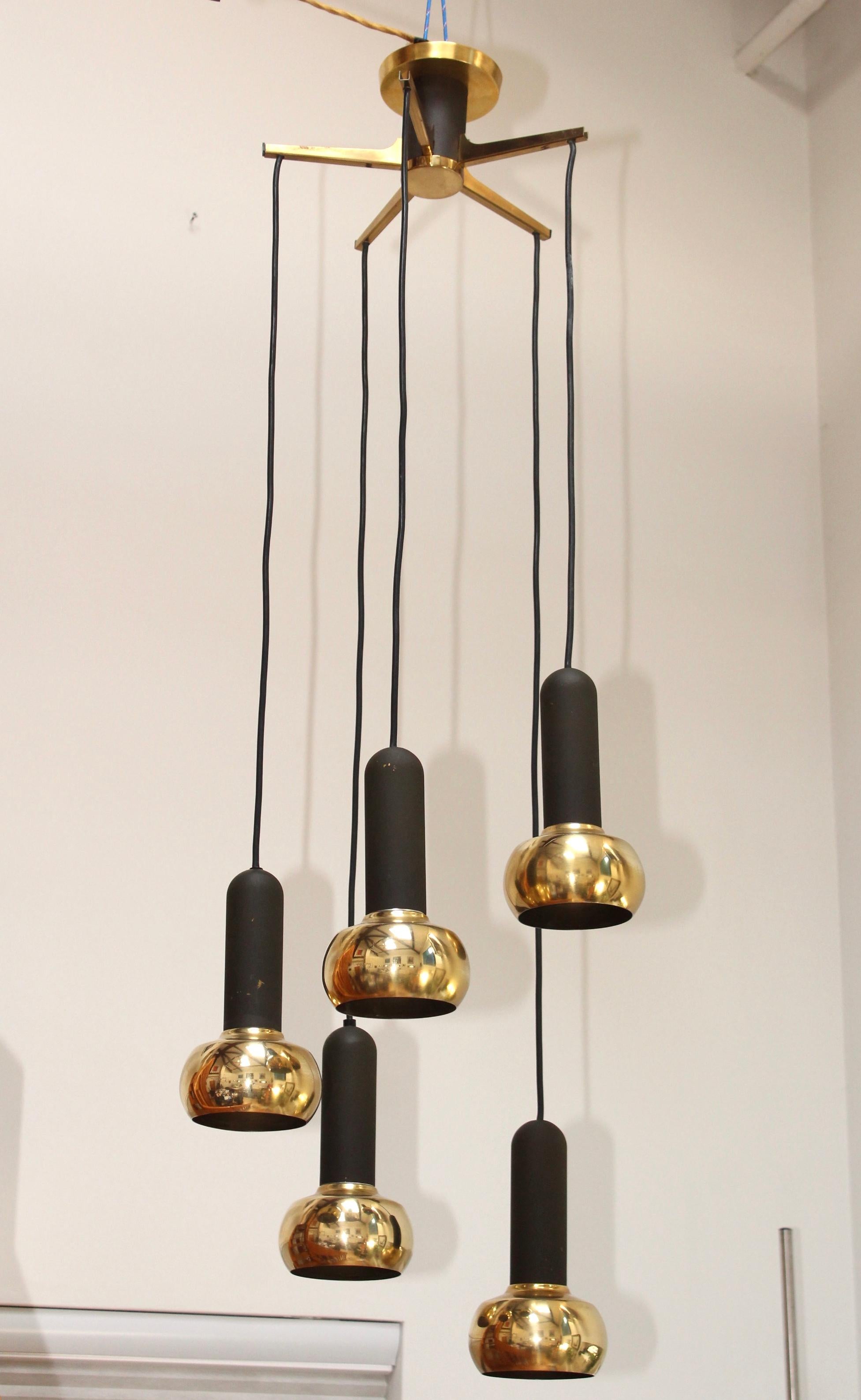Mid-Century Modern Brass Pendant by Sische In Good Condition In New York, NY