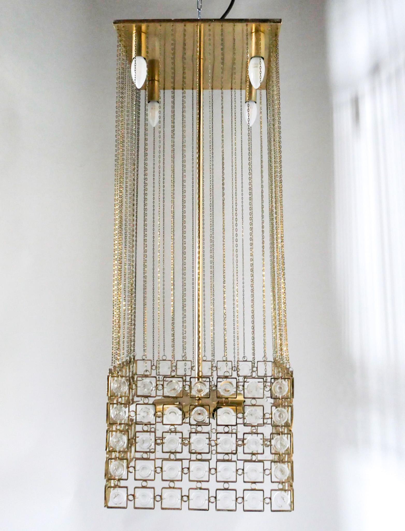 Mid-Century Modern Brass Pendant Chandelier by Gaetano Sciolari, Italy 1970s For Sale 6