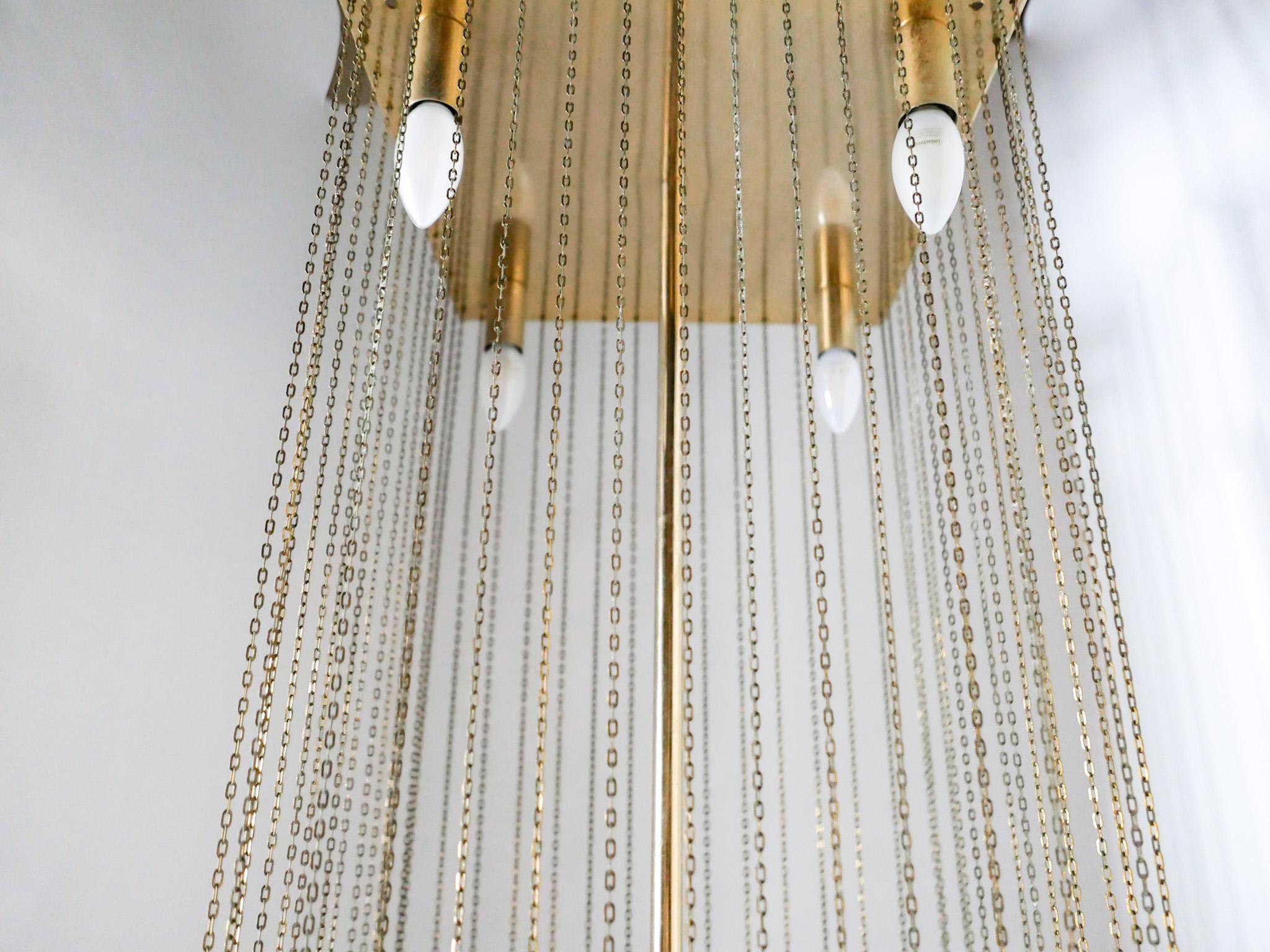 Late 20th Century Mid-Century Modern Brass Pendant Chandelier by Gaetano Sciolari, Italy 1970s For Sale