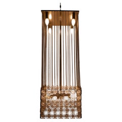 Mid-Century Modern Brass Pendant Chandelier by Gaetano Sciolari, Italy 1970s