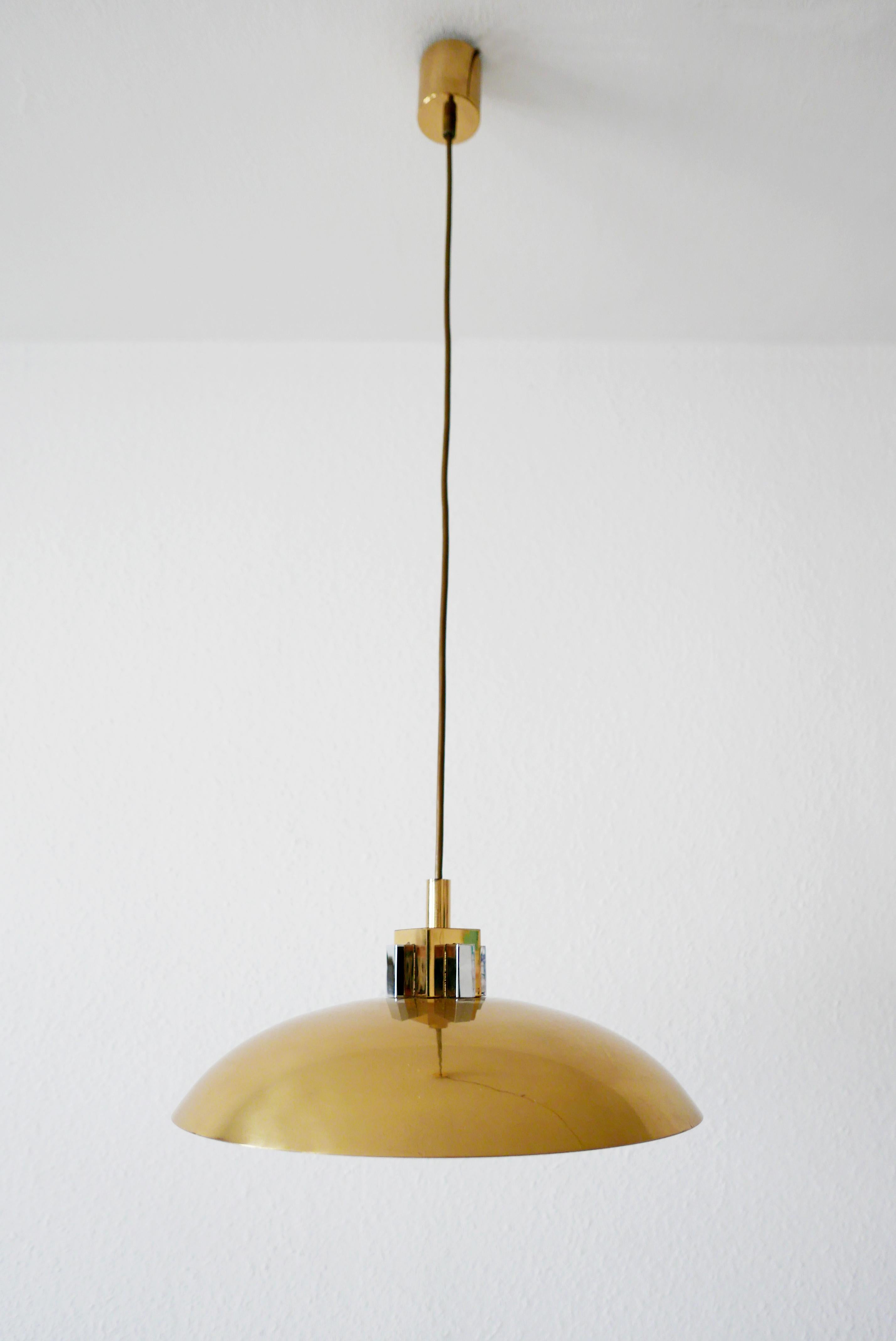 Polished Mid-Century Modern Brass Pendant Lamp by Art-Line, 1980s, Germany