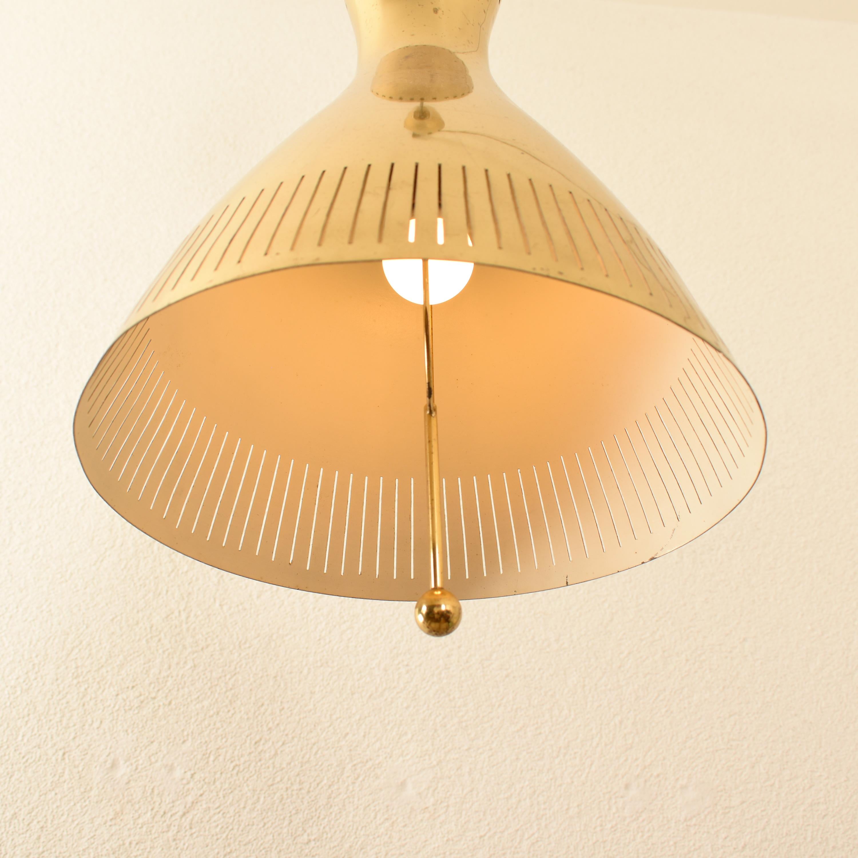 Mid-Century Modern Brass Pendant Lamp by Vereinigte Werkstätten 1960s Germany For Sale 9
