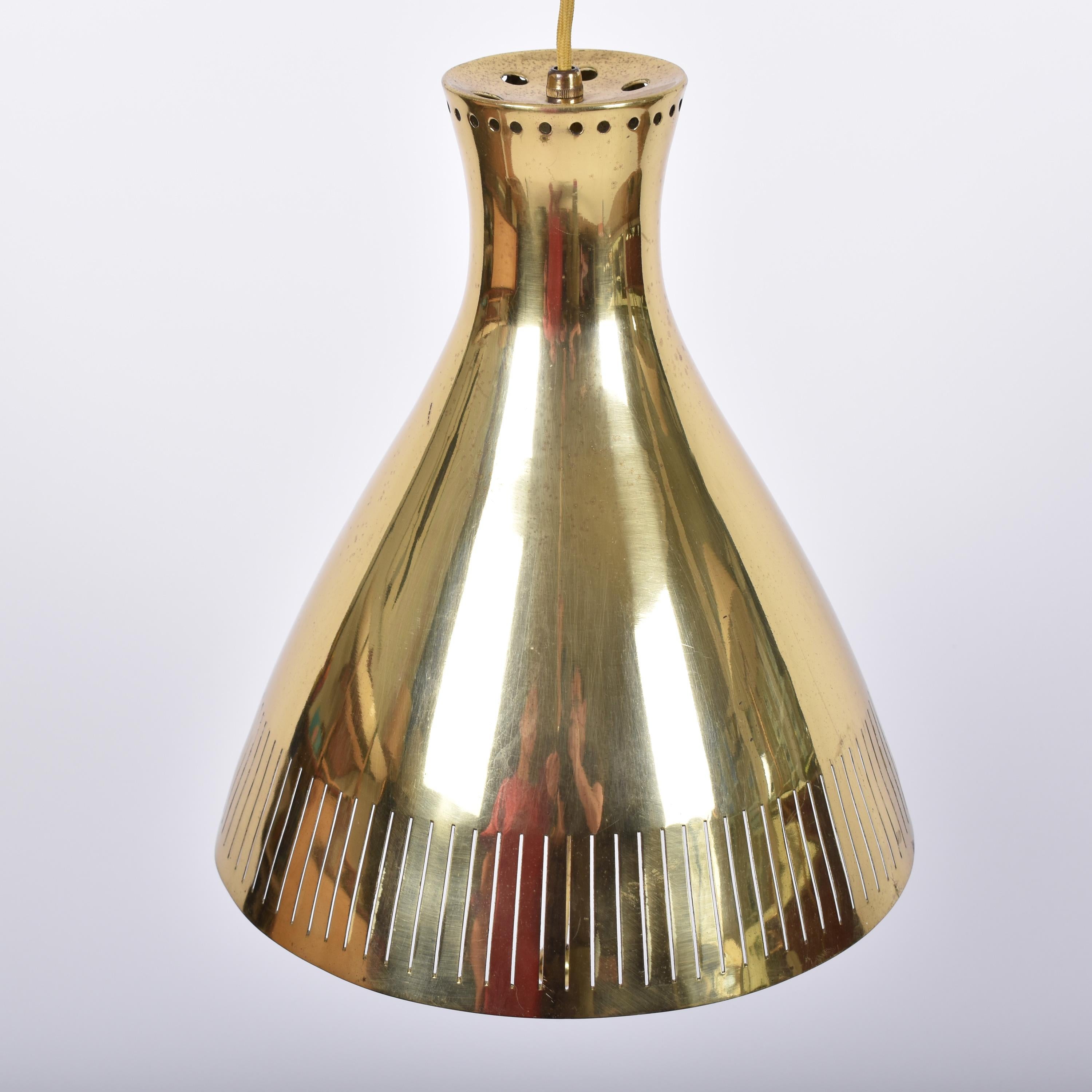 Polished Mid-Century Modern Brass Pendant Lamp by Vereinigte Werkstätten 1960s Germany For Sale