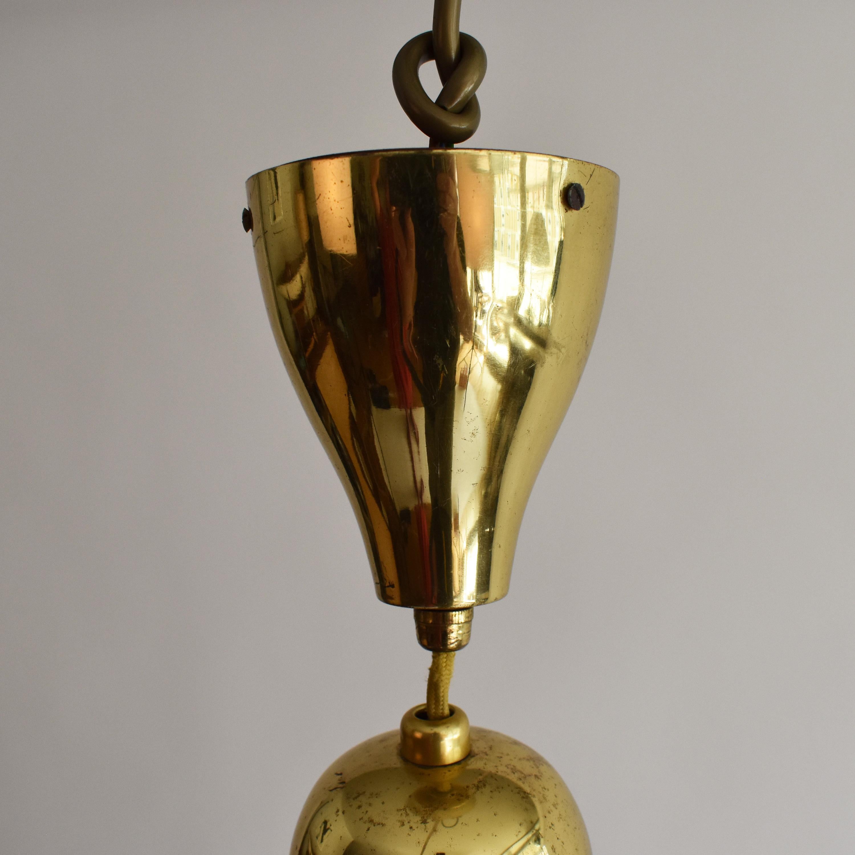 Mid-20th Century Mid-Century Modern Brass Pendant Lamp by Vereinigte Werkstätten 1960s Germany For Sale