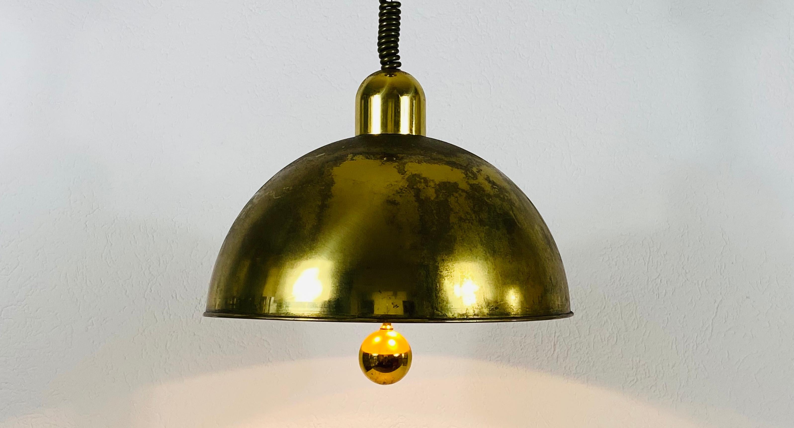 Mid-Century Modern Brass Pendant Lamp by WKR, 1970s, Germany In Good Condition For Sale In Hagenbach, DE