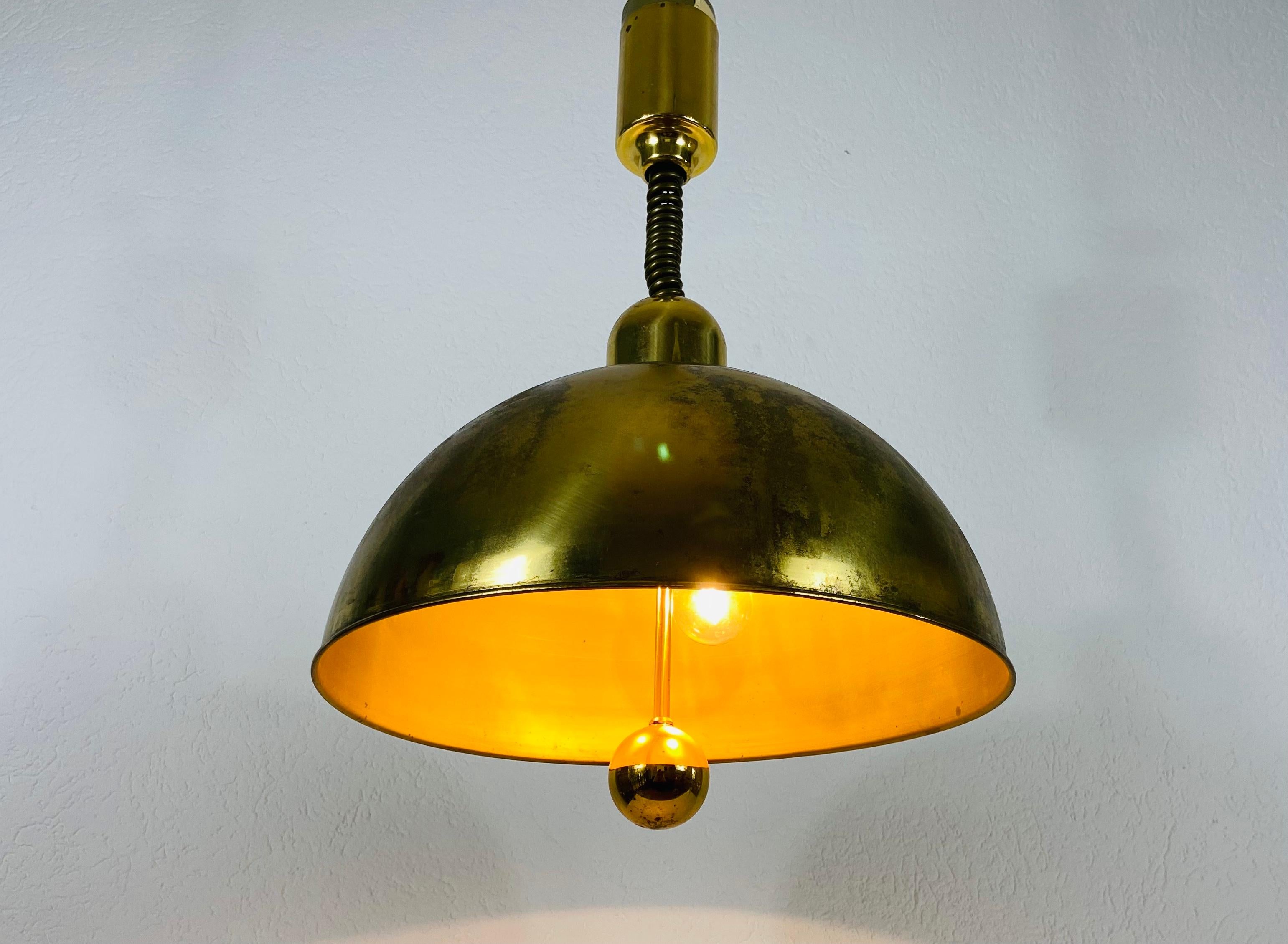Late 20th Century Mid-Century Modern Brass Pendant Lamp by WKR, 1970s, Germany For Sale