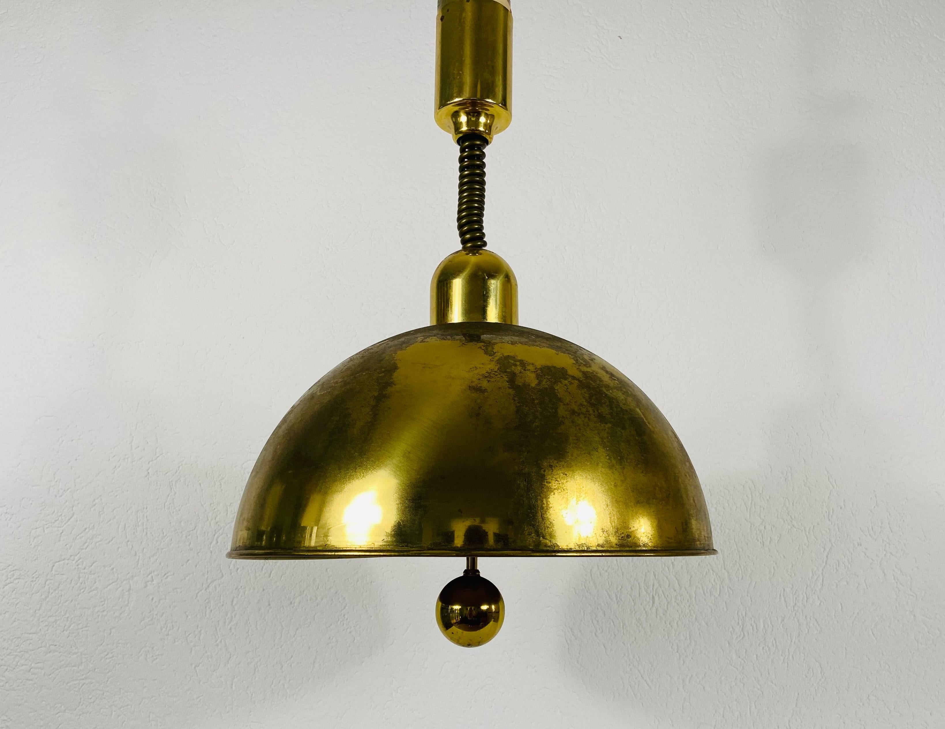 Mid-Century Modern Brass Pendant Lamp by WKR, 1970s, Germany For Sale 2