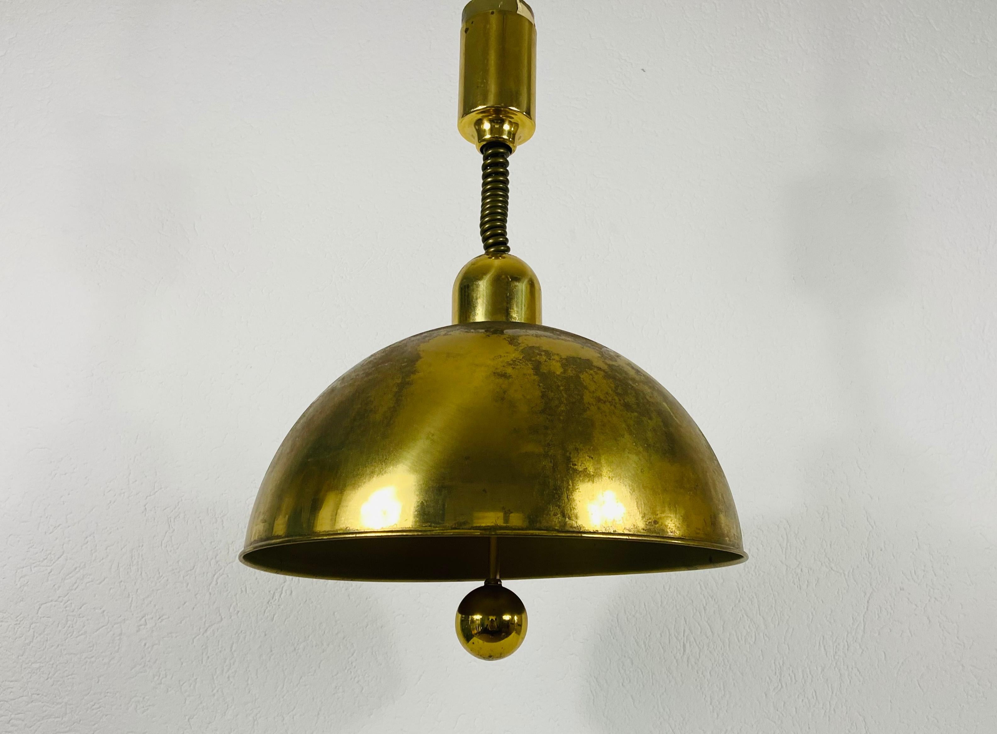 Mid-Century Modern Brass Pendant Lamp by WKR, 1970s, Germany For Sale 3