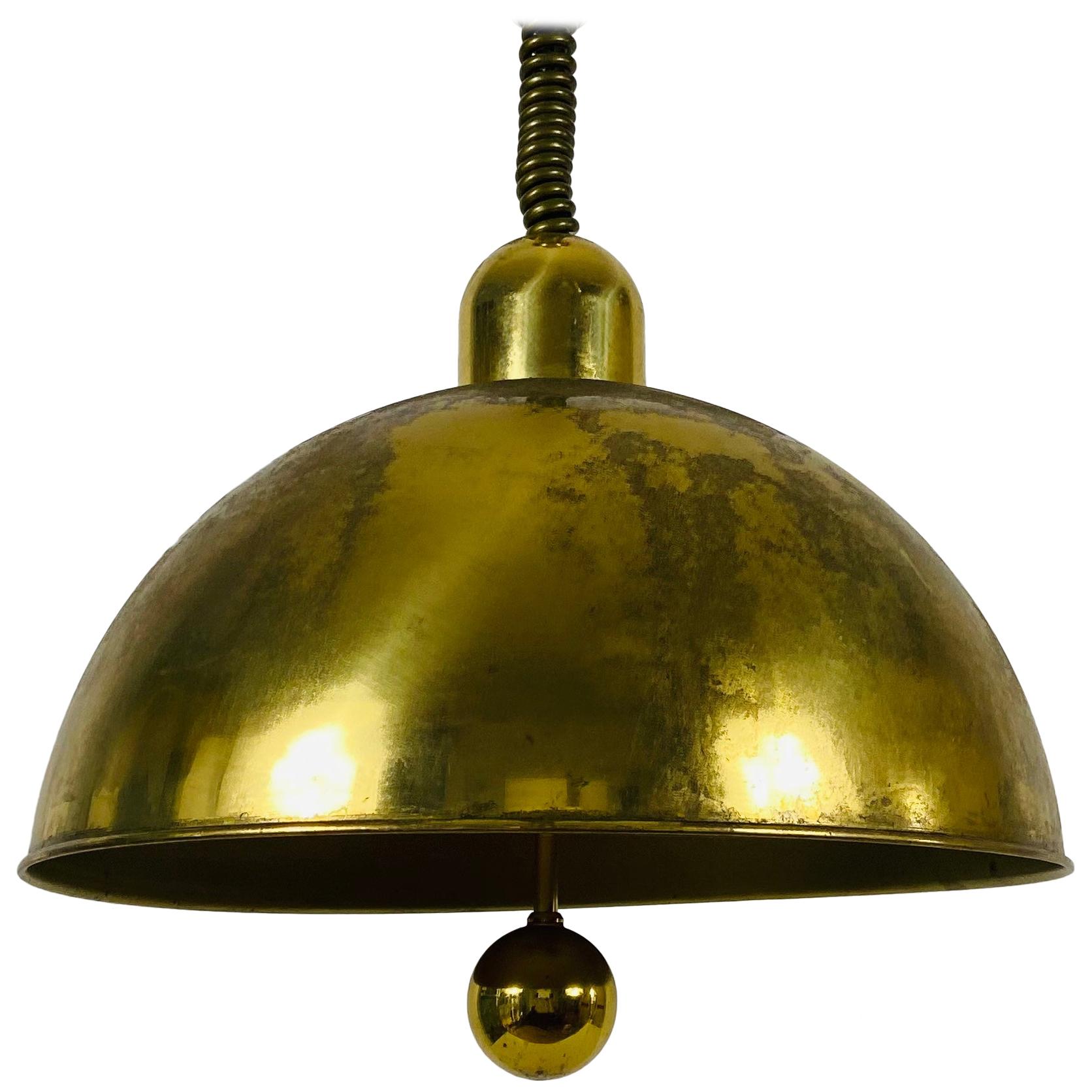 Mid-Century Modern Brass Pendant Lamp by WKR, 1970s, Germany