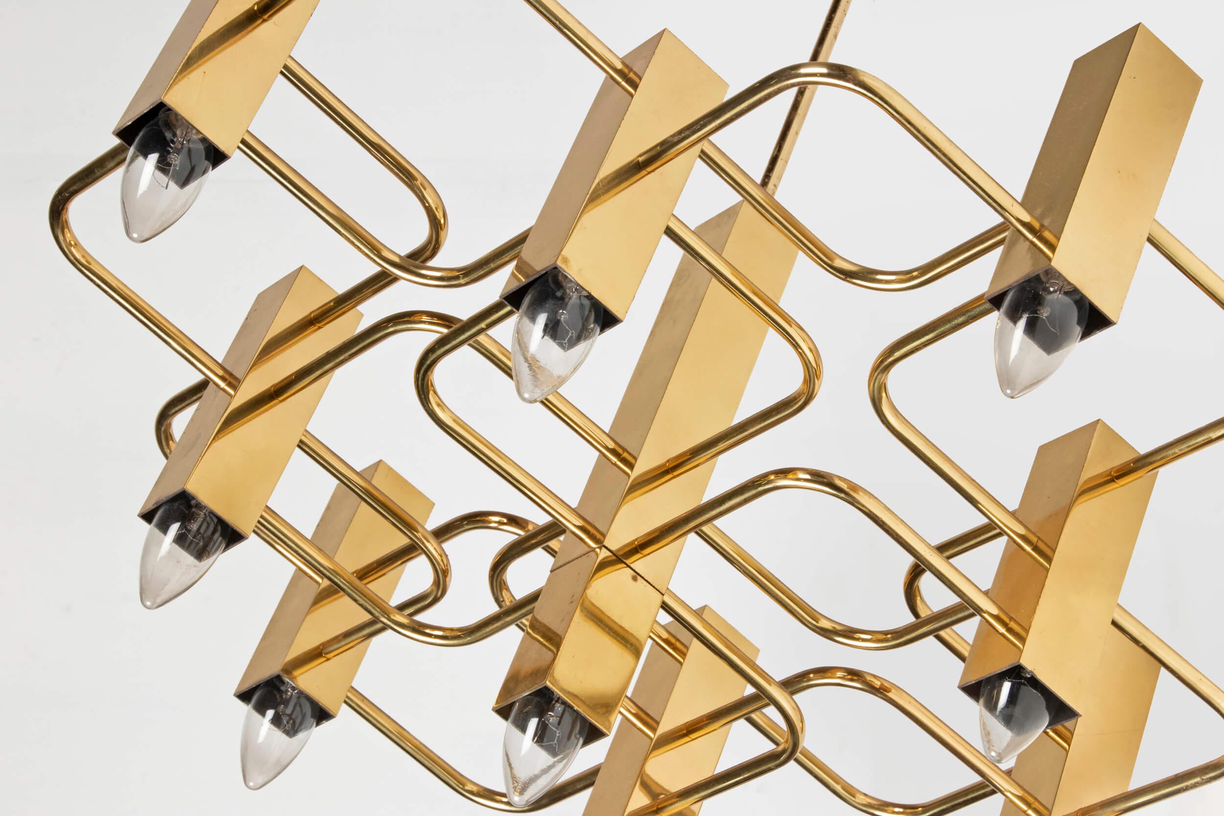 Mid-Century Modern Brass Pendant Lamp Deigned by Gaetano Sciolari 9