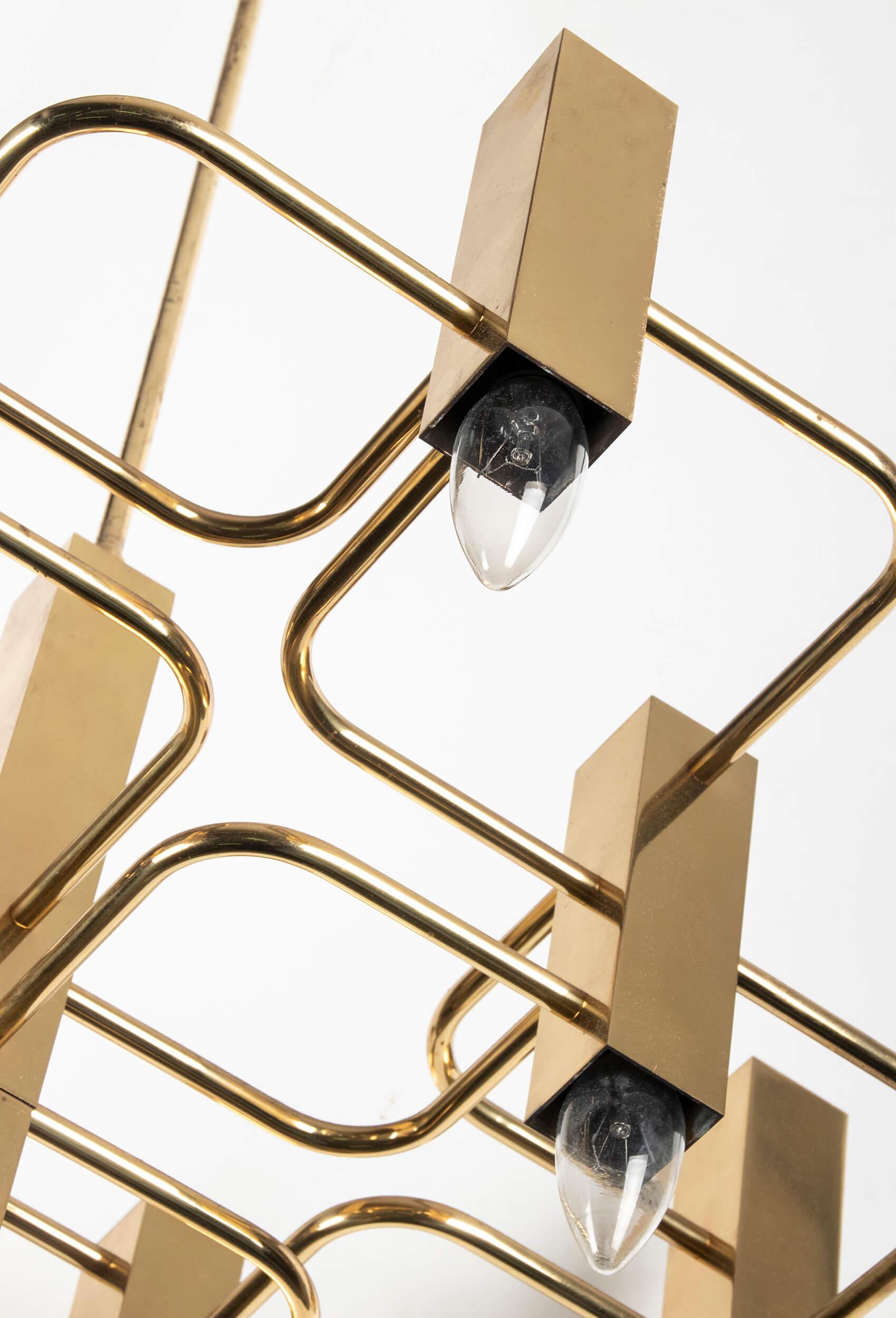 Mid-Century Modern Brass Pendant Lamp Deigned by Gaetano Sciolari 10