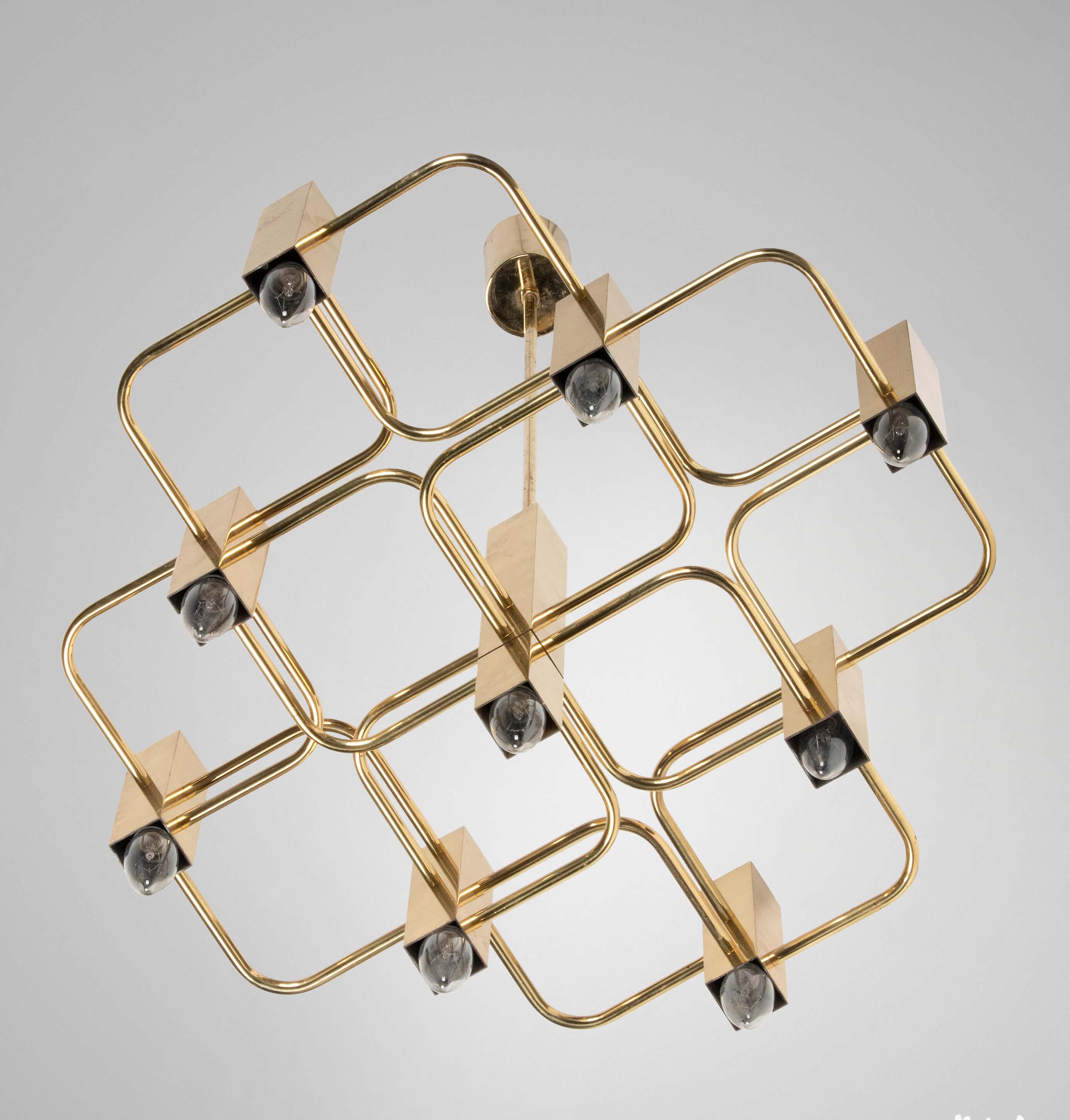 Mid-Century Modern Brass Pendant Lamp Deigned by Gaetano Sciolari 1