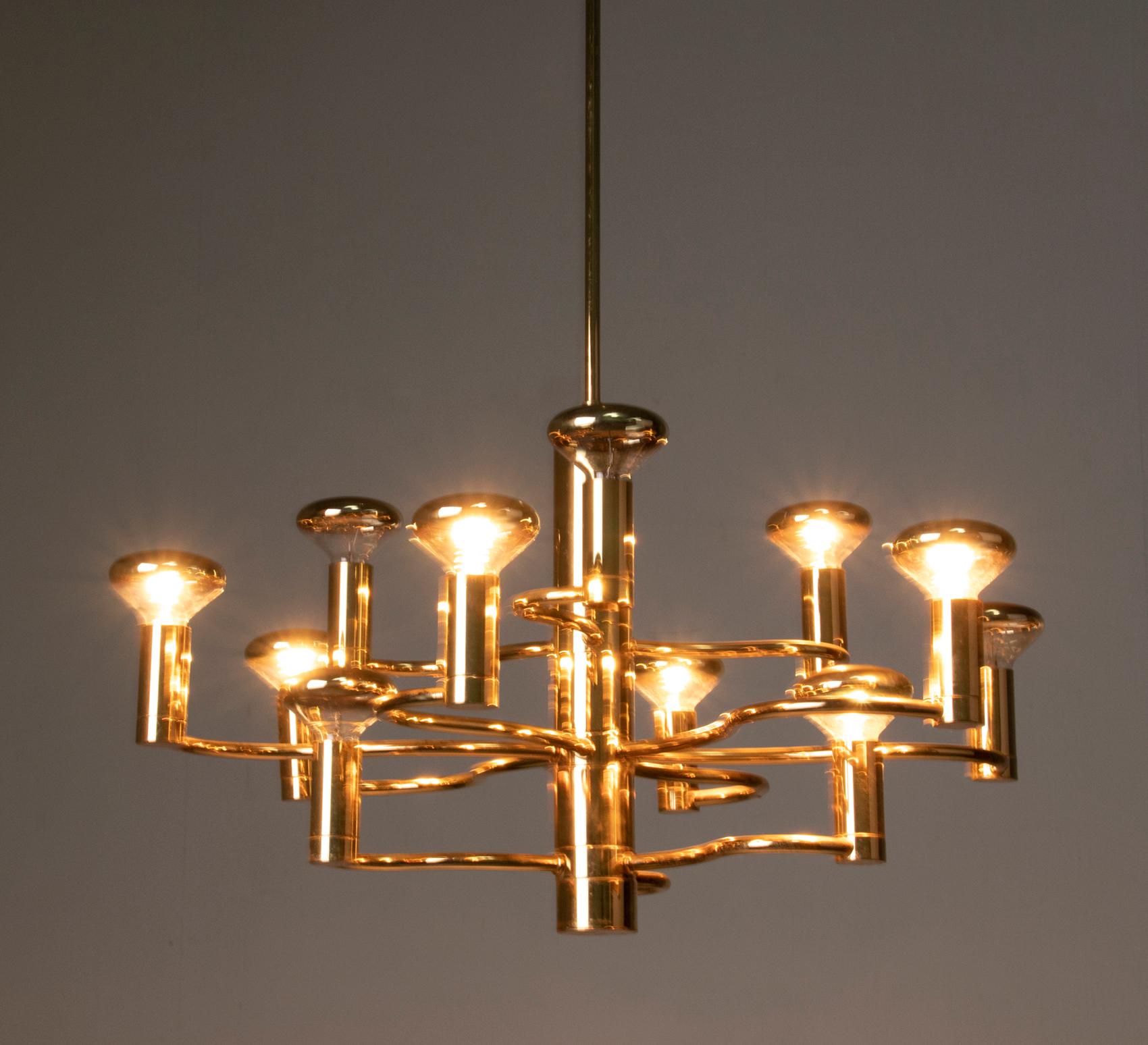 Mid-Century Modern Brass Pendant Lamp Deigned by Massive For Sale 9