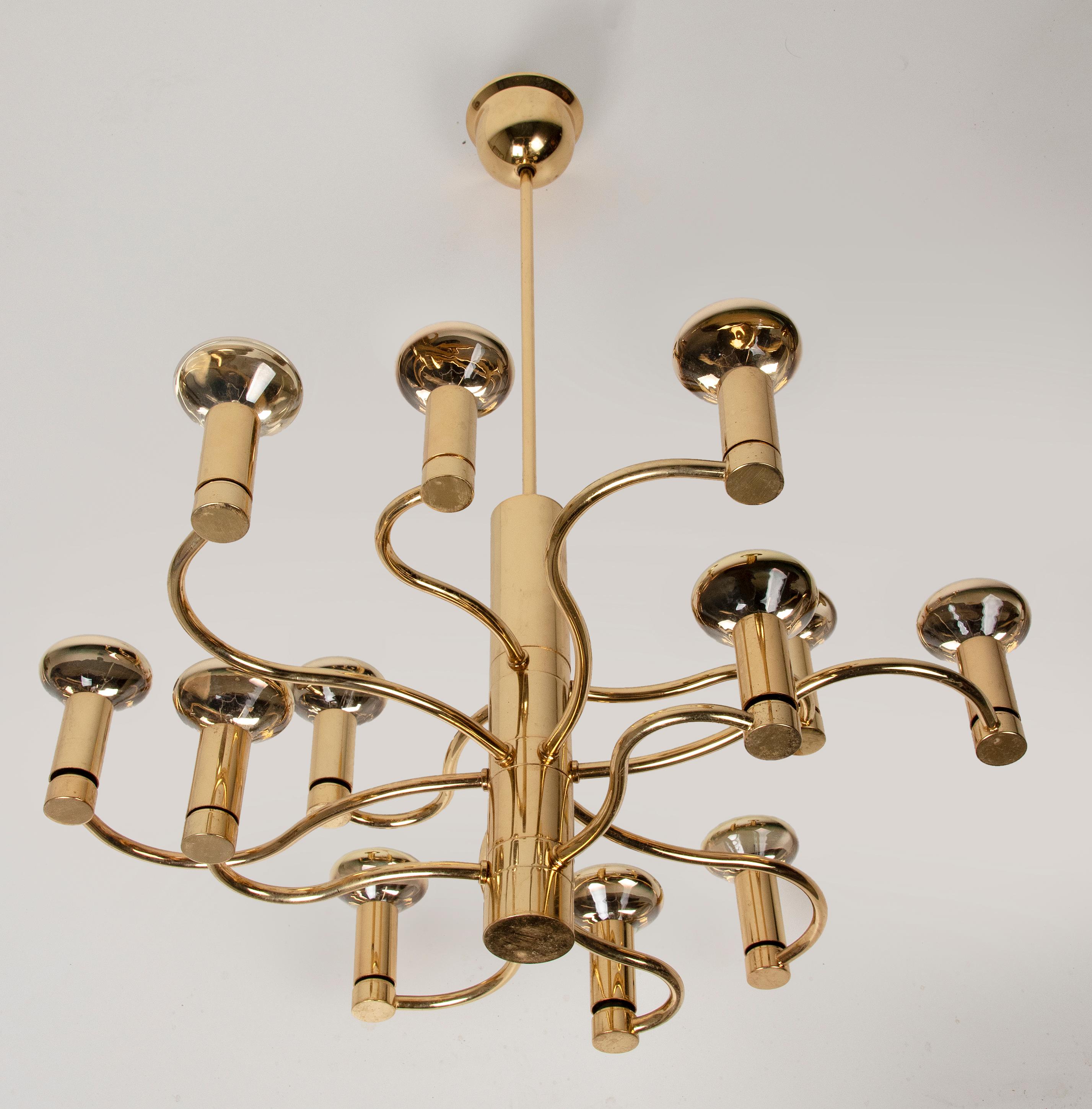 Belgian Mid-Century Modern Brass Pendant Lamp Deigned by Massive For Sale