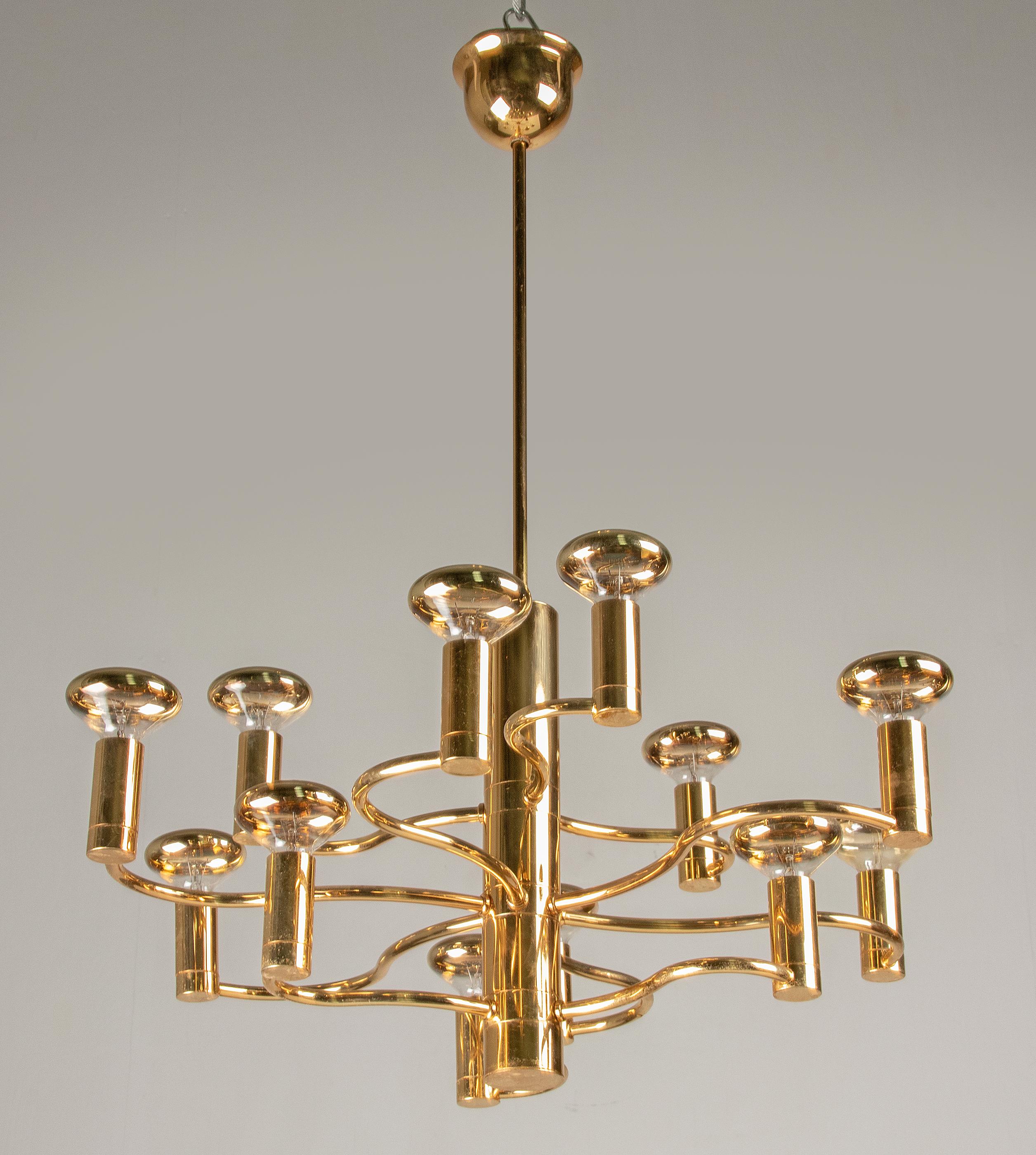 Machine-Made Mid-Century Modern Brass Pendant Lamp Deigned by Massive For Sale