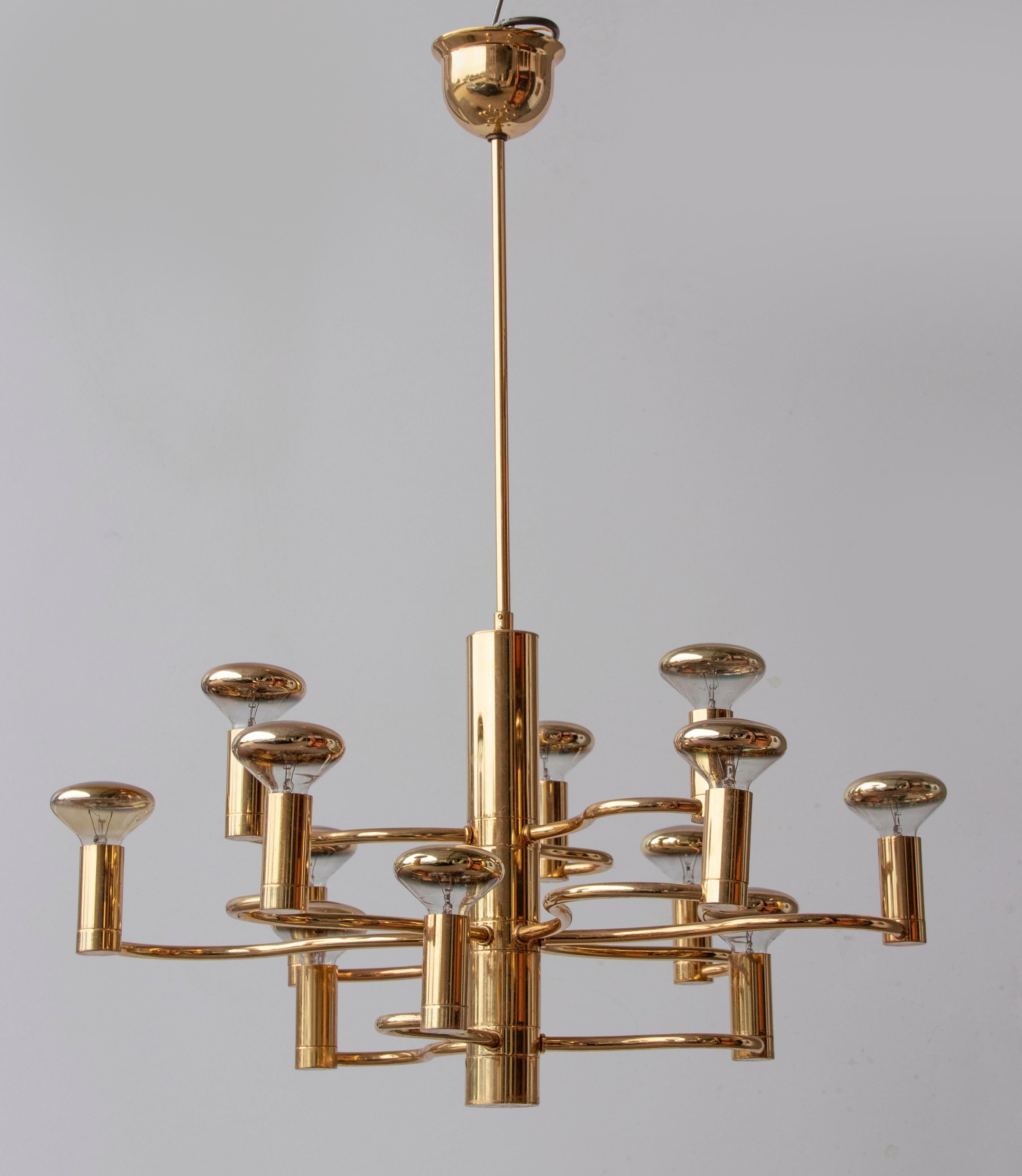 Mid-Century Modern Brass Pendant Lamp Deigned by Massive In Good Condition For Sale In Casteren, Noord-Brabant
